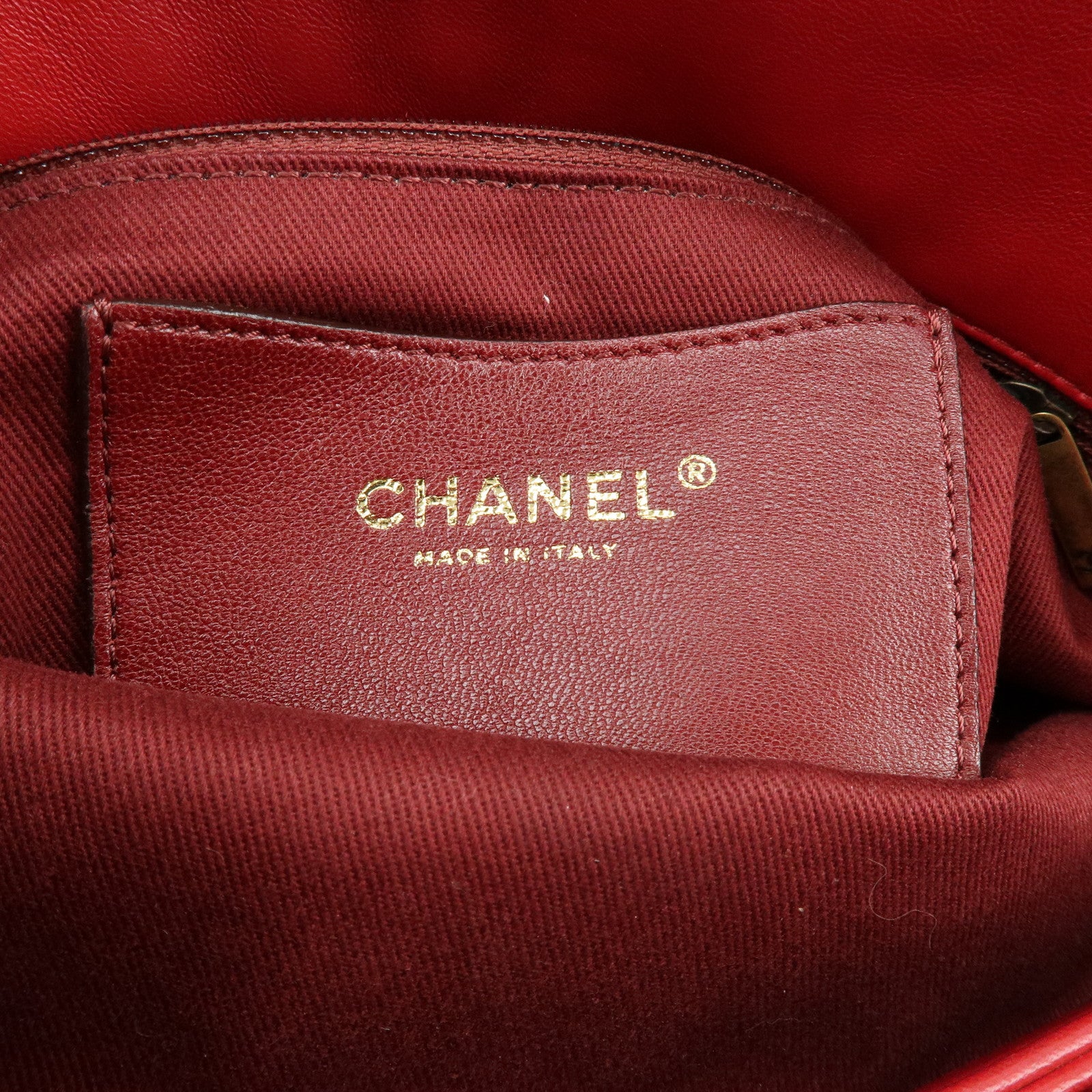 CHANEL Mademoiselle COCO Mark Lamb SKin Chain Shoulder Bag Red