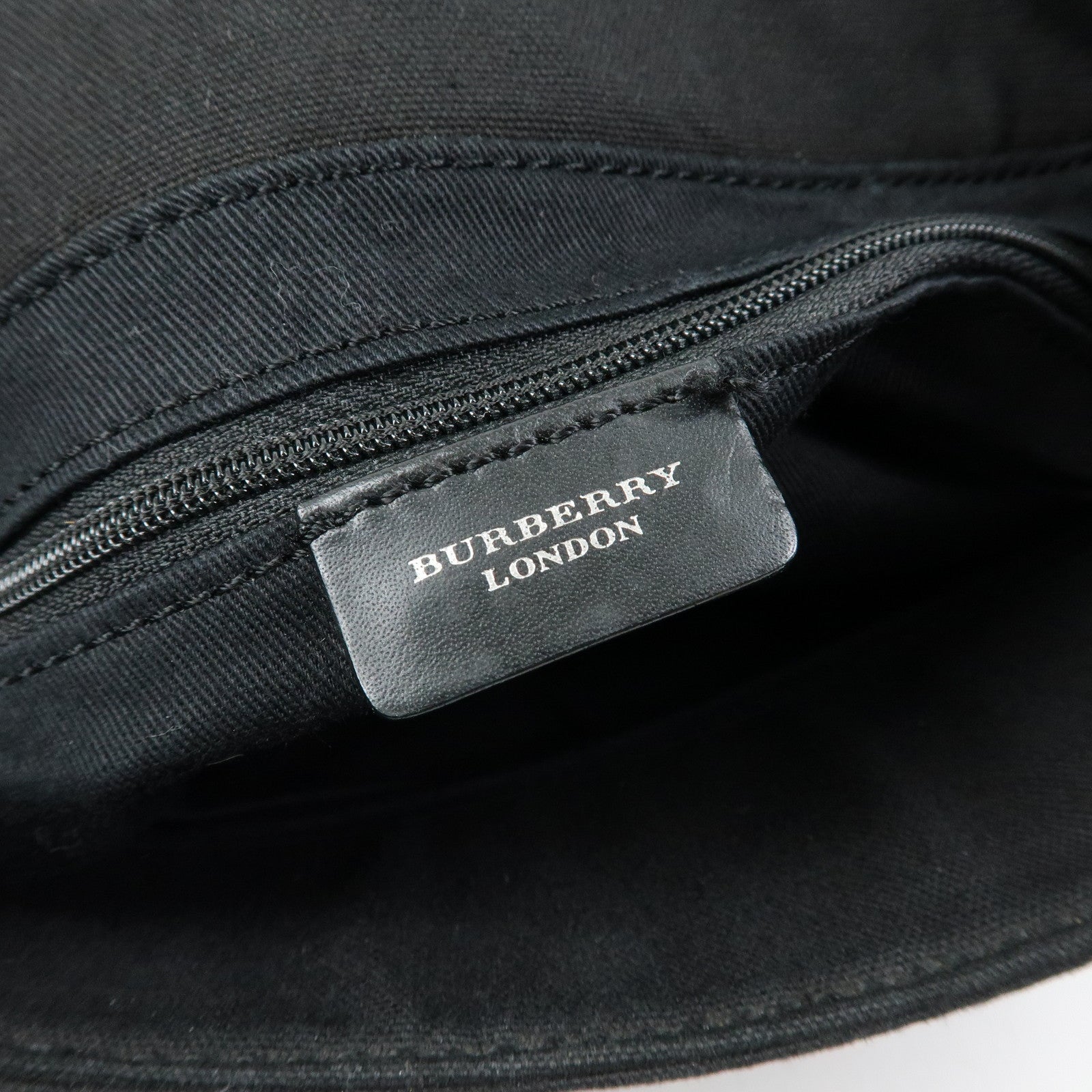 BURBERRY Canvas Leather Tote Bag Hand Bag Plaid Black