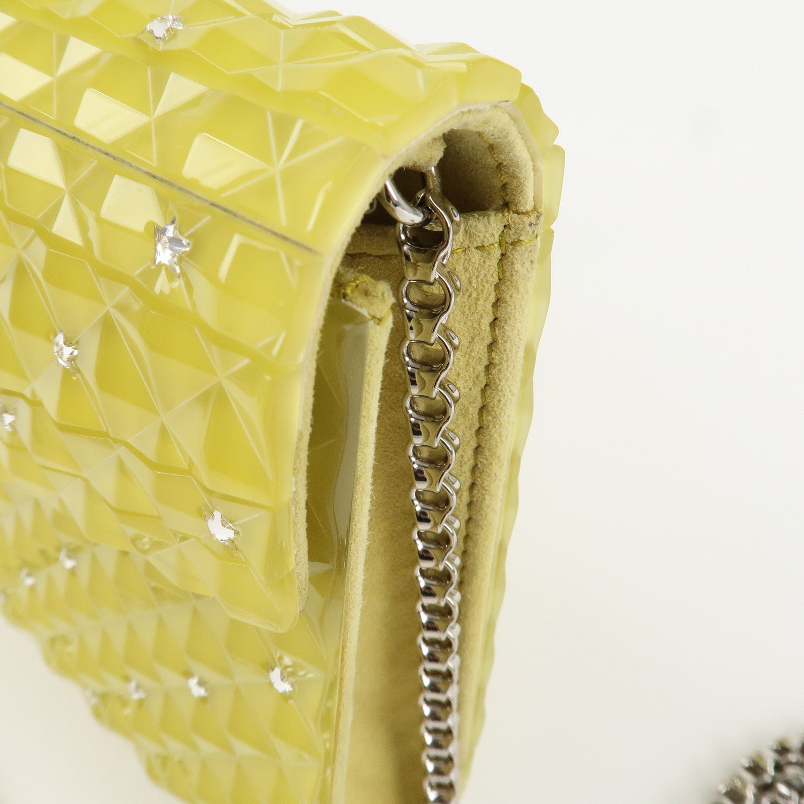 JIMMY CHOO Plastic Candy Clutch Bag Shoulder Bag Star Yellow Used