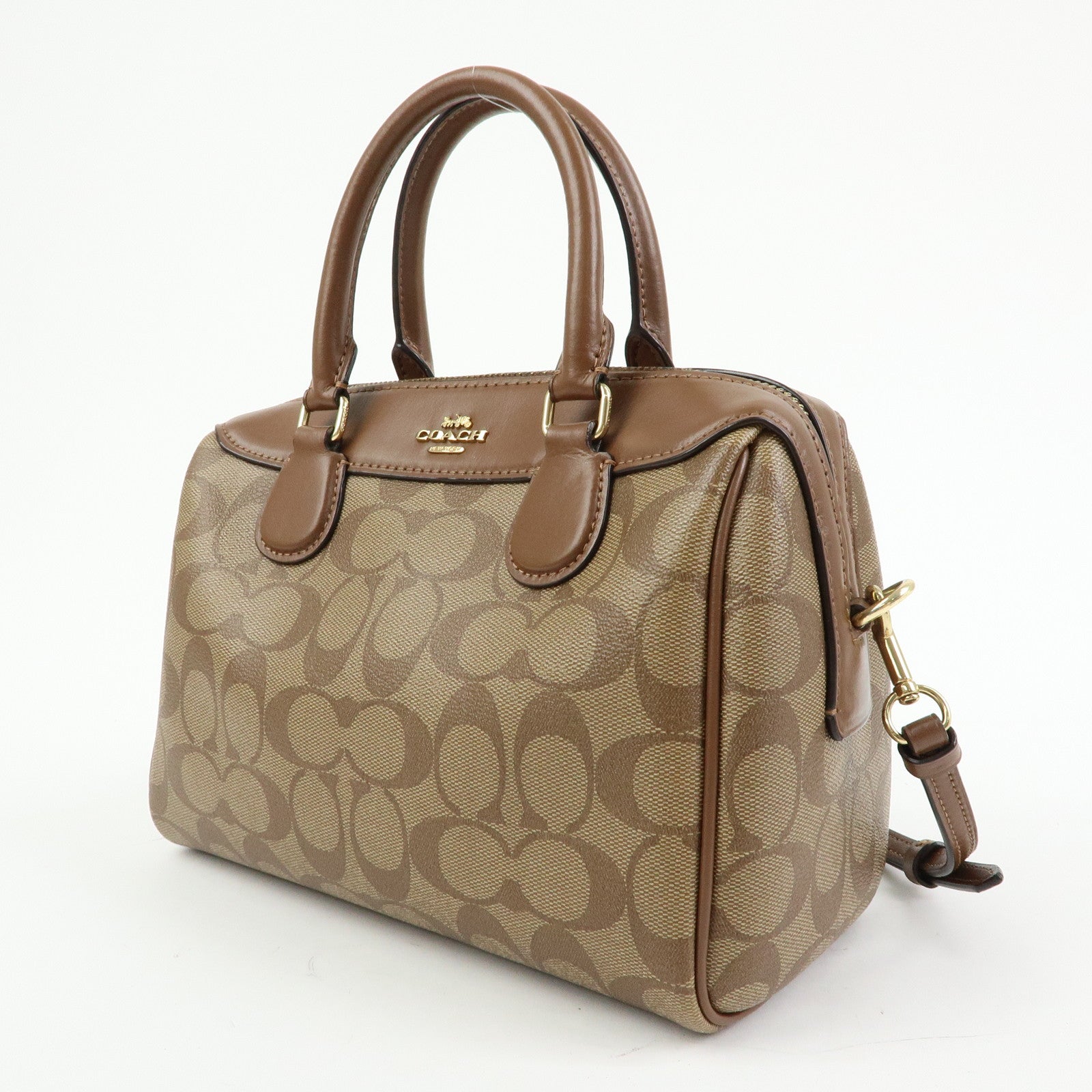 COACH Signature PVC Leather 2Way Shoulder Bag Hand Bag Brown