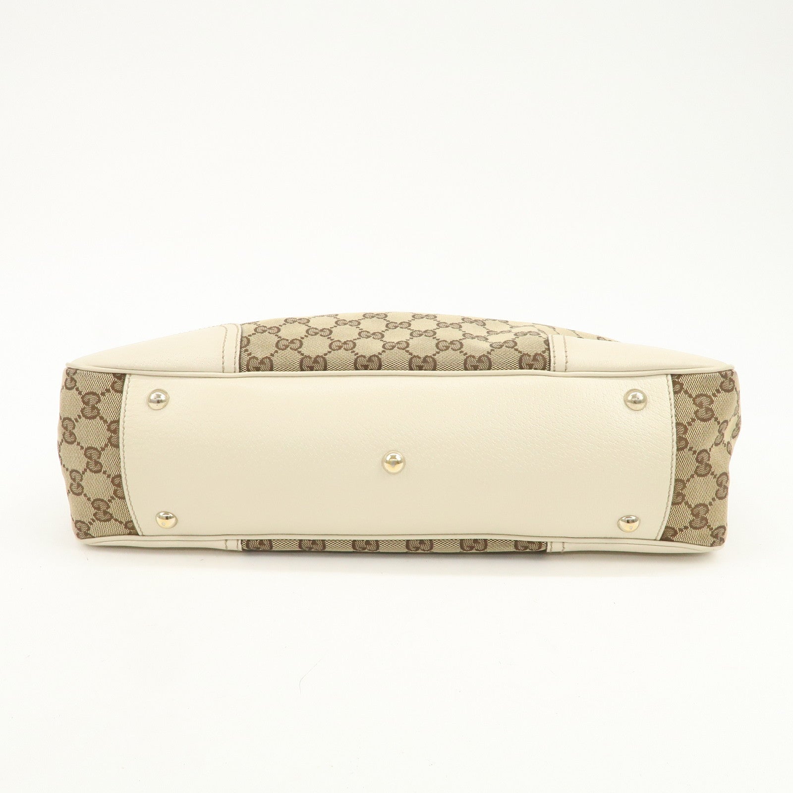 GUCCI Princy Sherry GG Canvas Leather Tote Bag Brown Ivory 163805