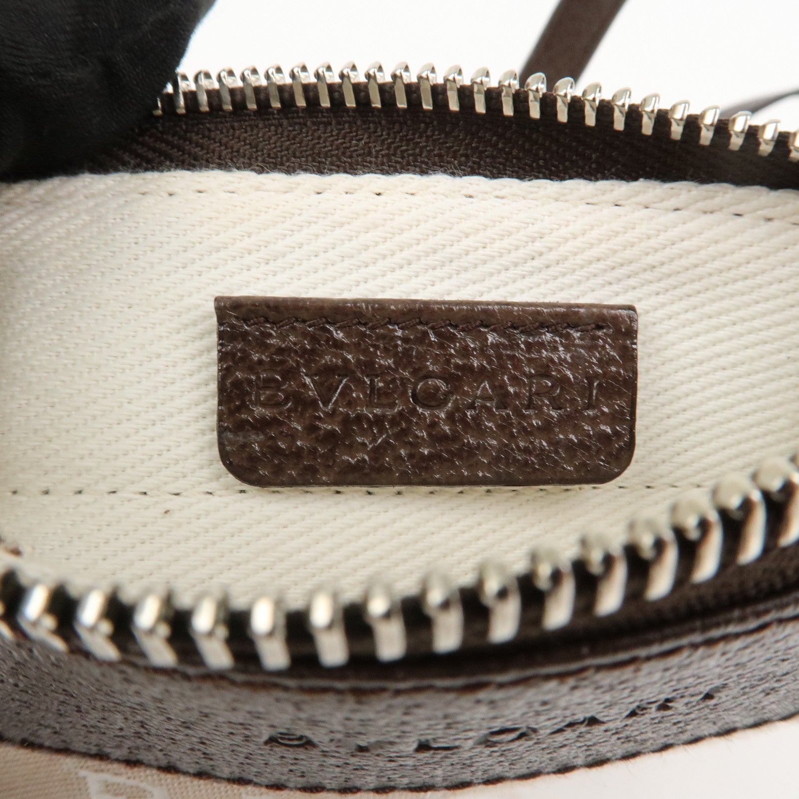 BVLGARI Logo Mania Canvas Leather Shoulder Bag Beige Brown 22588