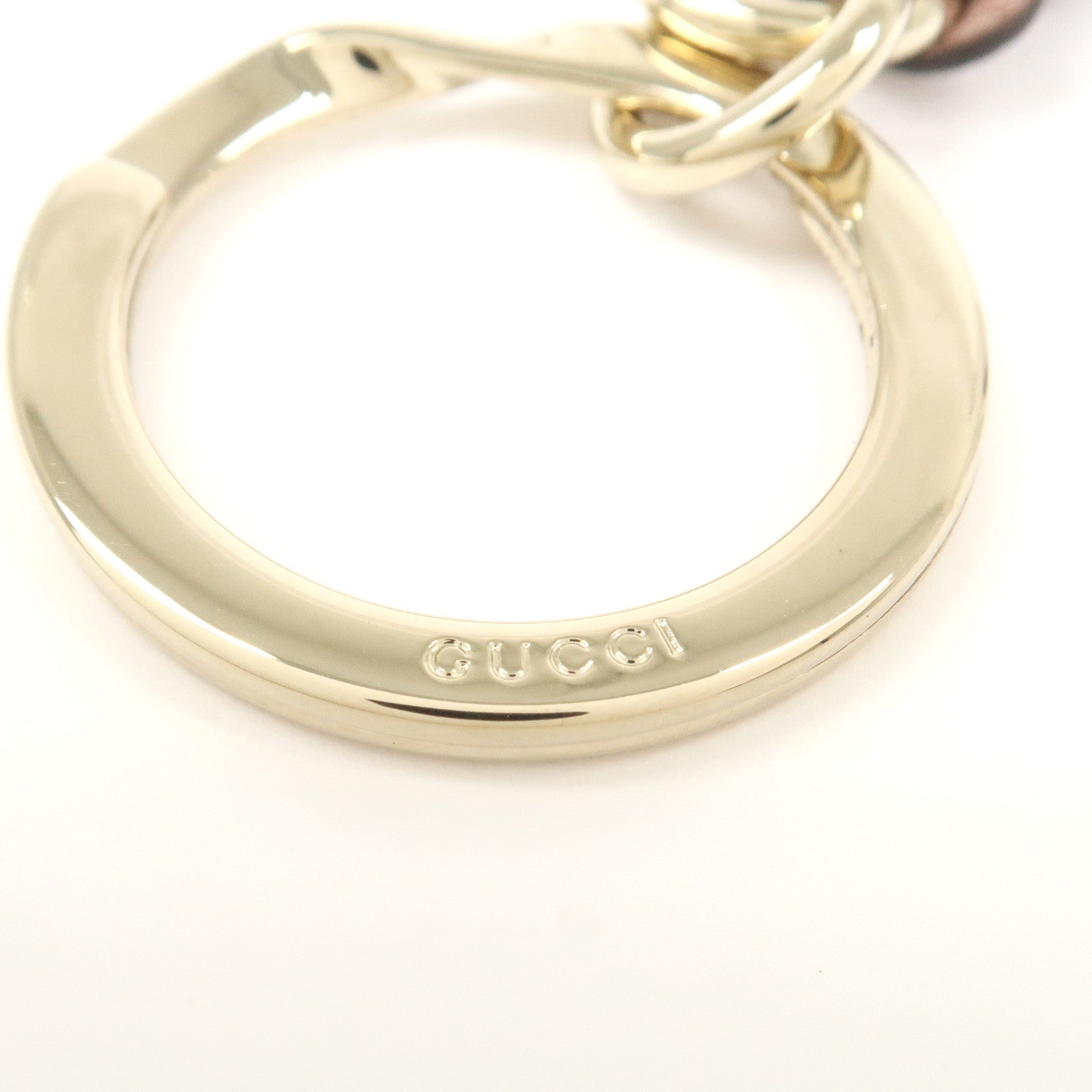 GUCCI Interlocking G Leather Bag Charm Key Chain Pink 324403
