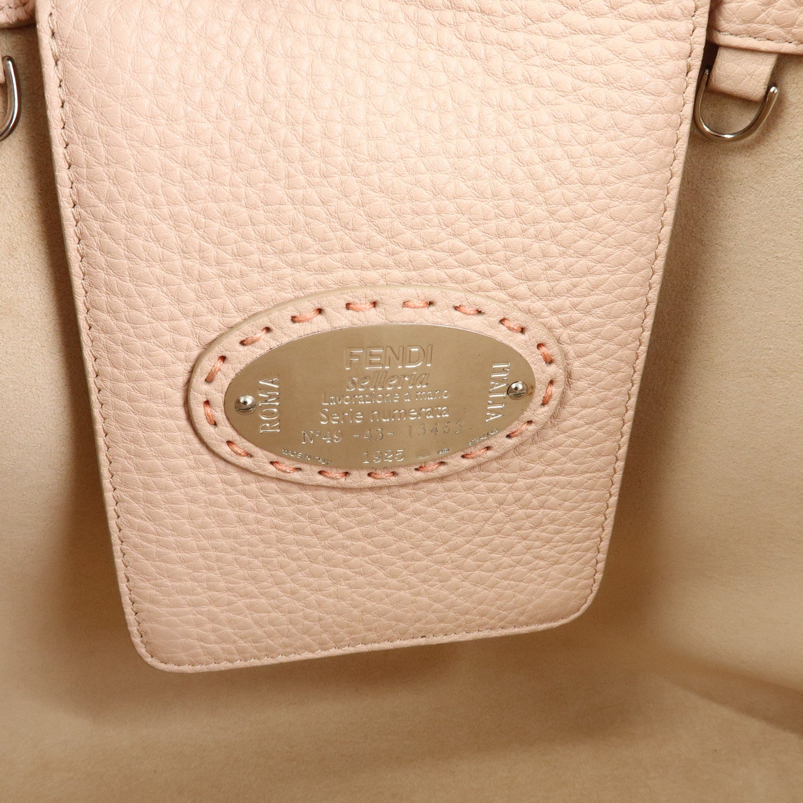 FENDI Selleria Carla Leather Tote Bag Shoulder Bag Pink 8BH257