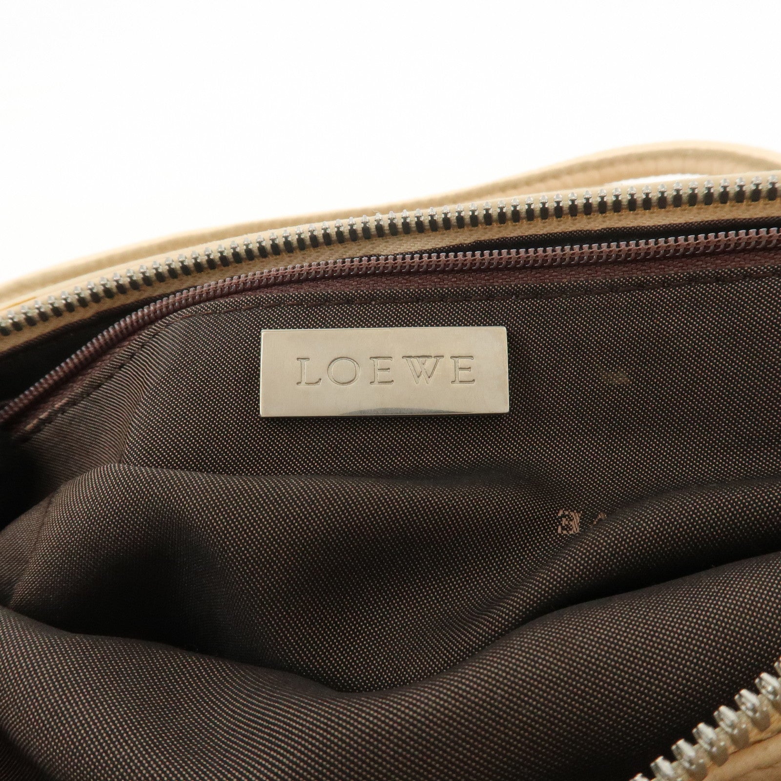 LOEWE Anagram Nappa Leather Hand Bag Shoulder Bag Beige