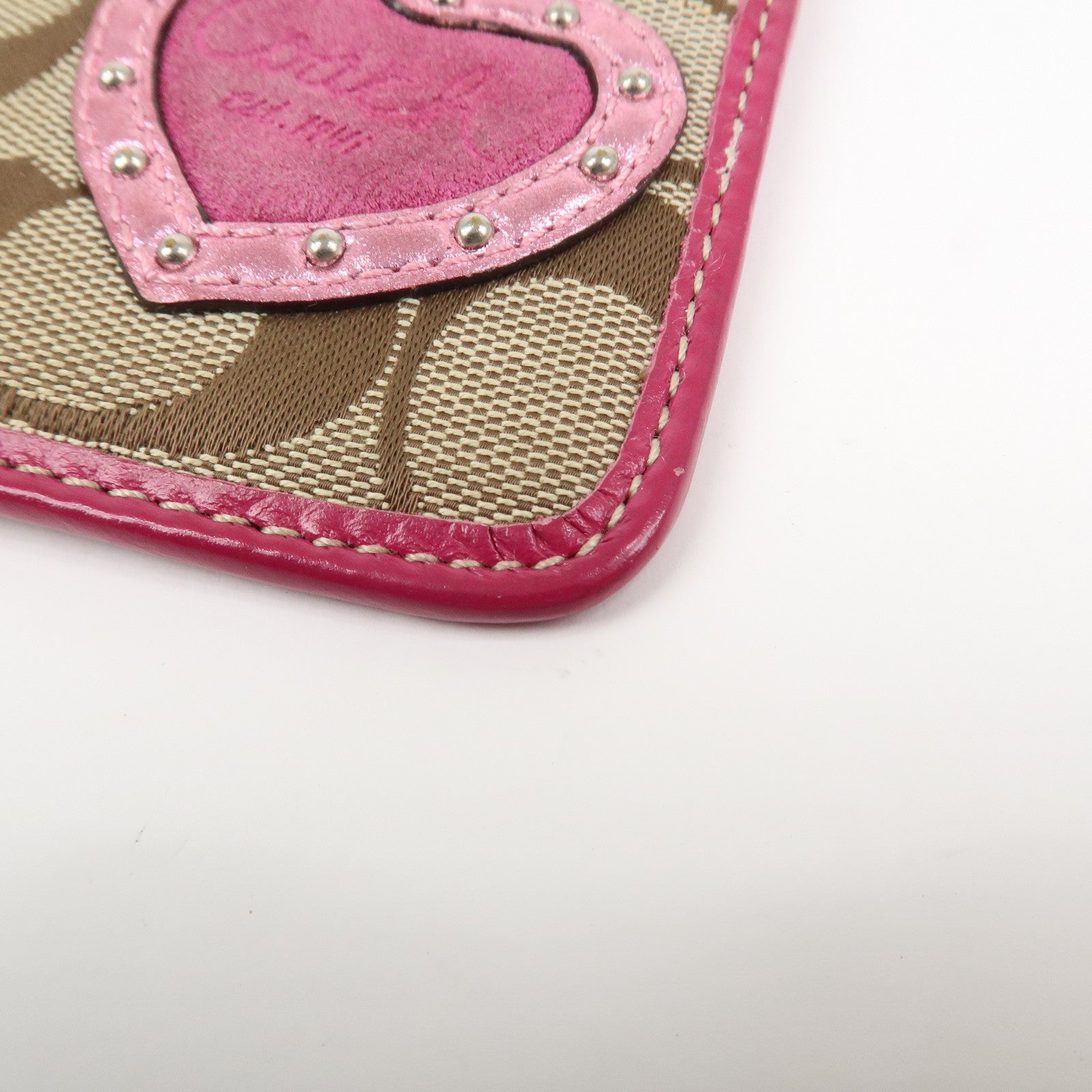 COACH Satin Canvas Set Of 2 Coin Case Card Case Beige Multicolor