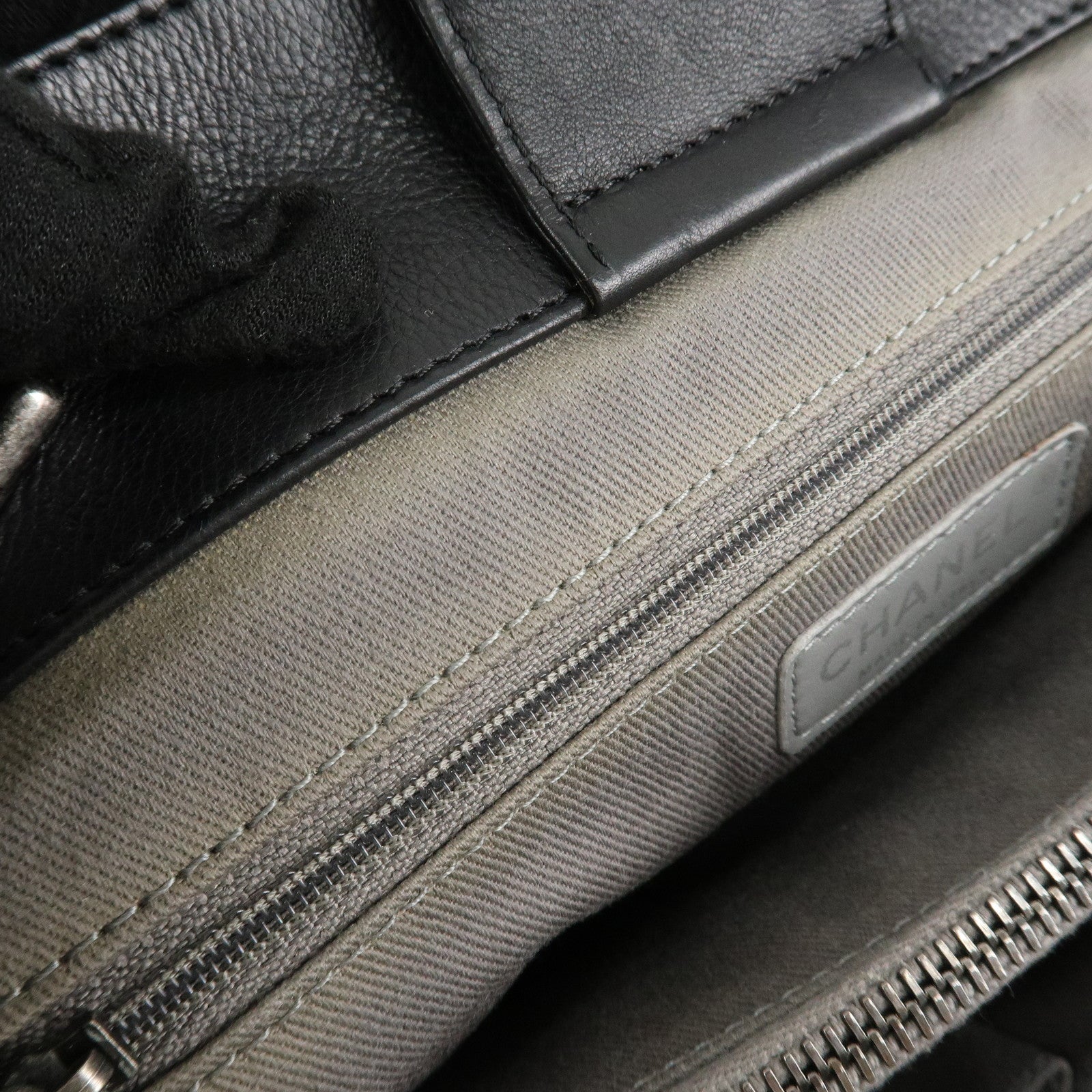 CHANEL COCO Mark Wild Stich Leather Chain Shoulder Bag Black Used