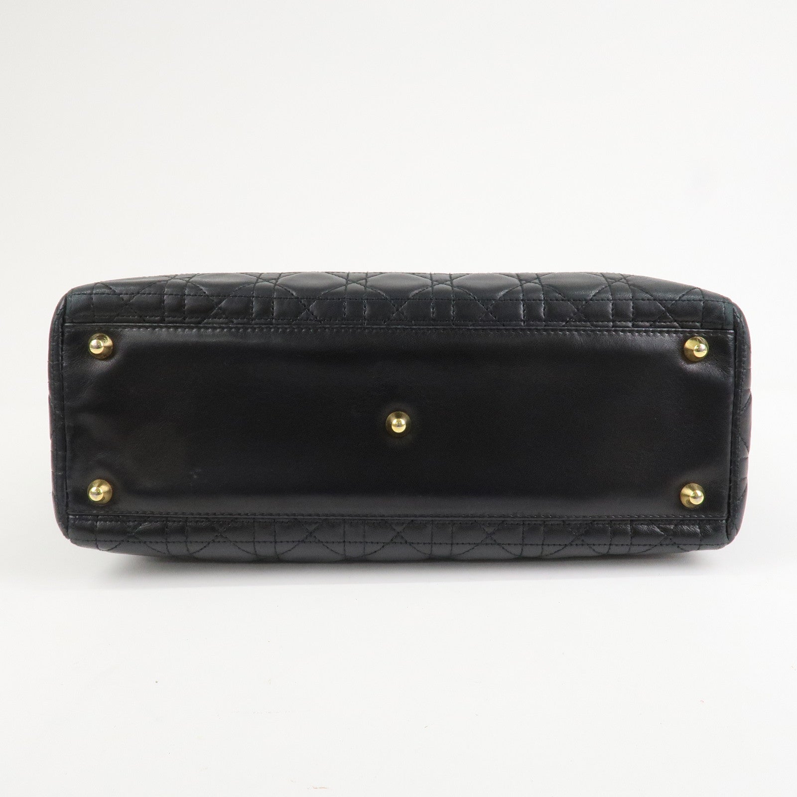 Christian Dior Cannage Lady Dior Leather Large 2Way Bag Black