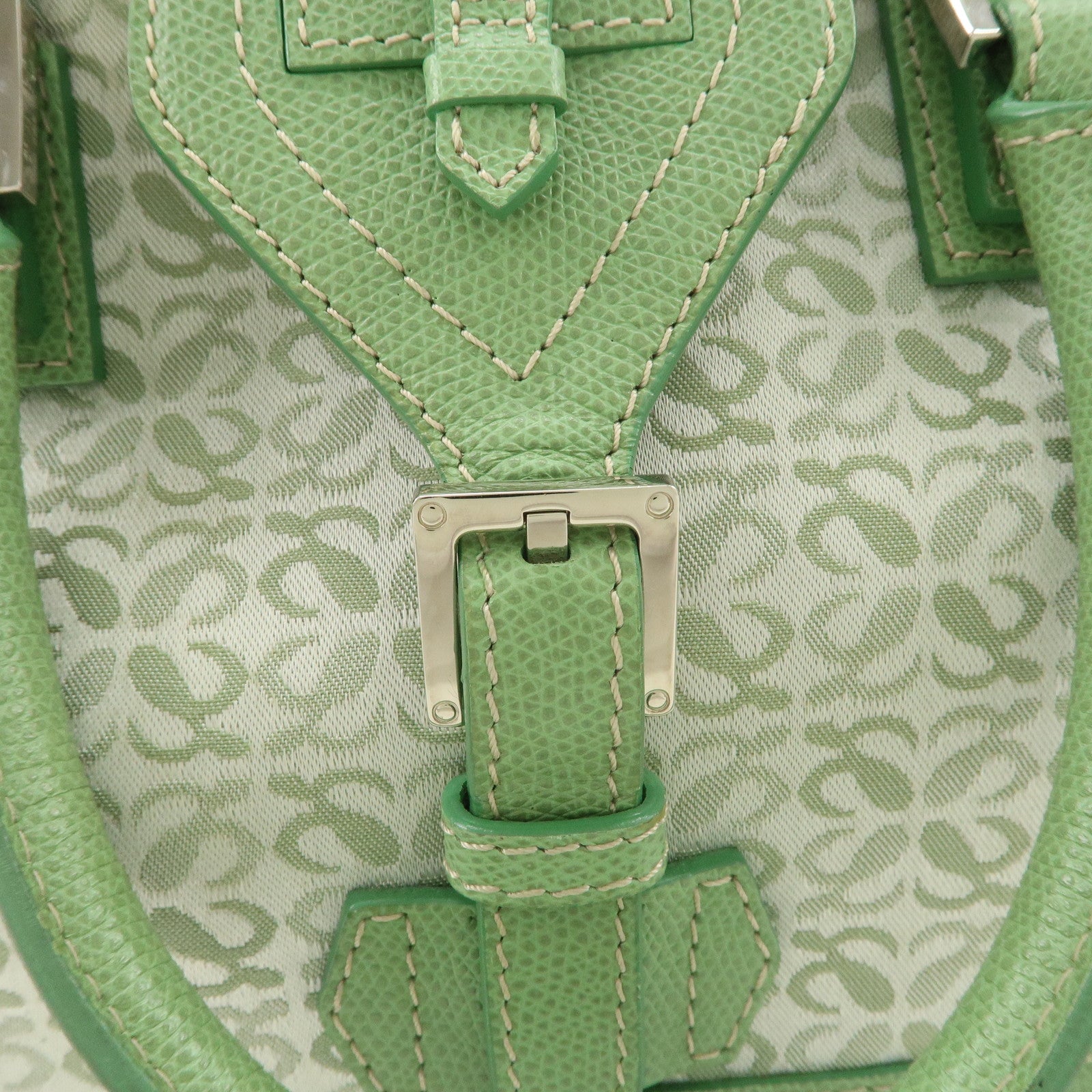 LOEWE Anagram Canvas Leather Hand Bag Light Green