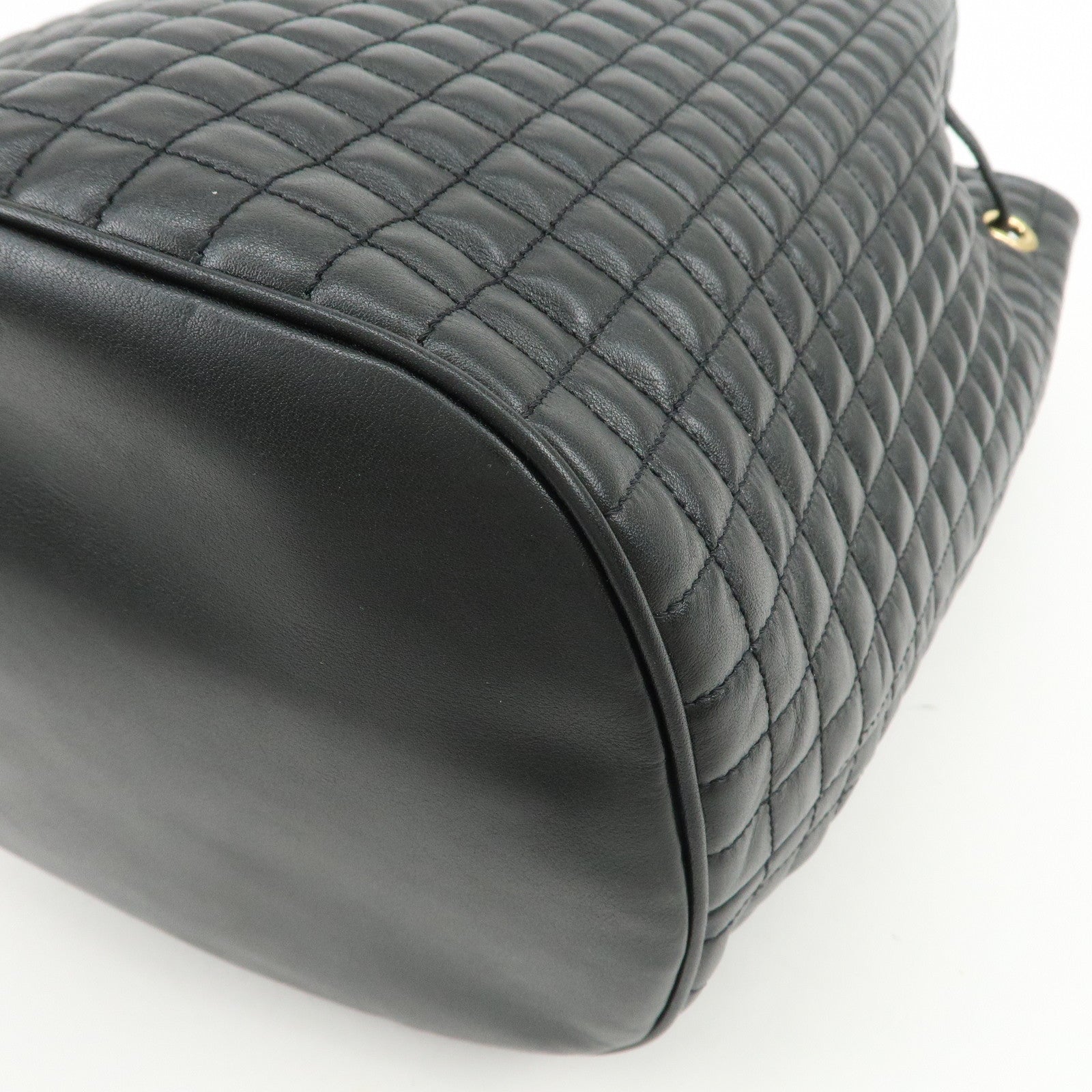 CELINE Logo Leather Backpack Rucksuck Shoulder Bag Black