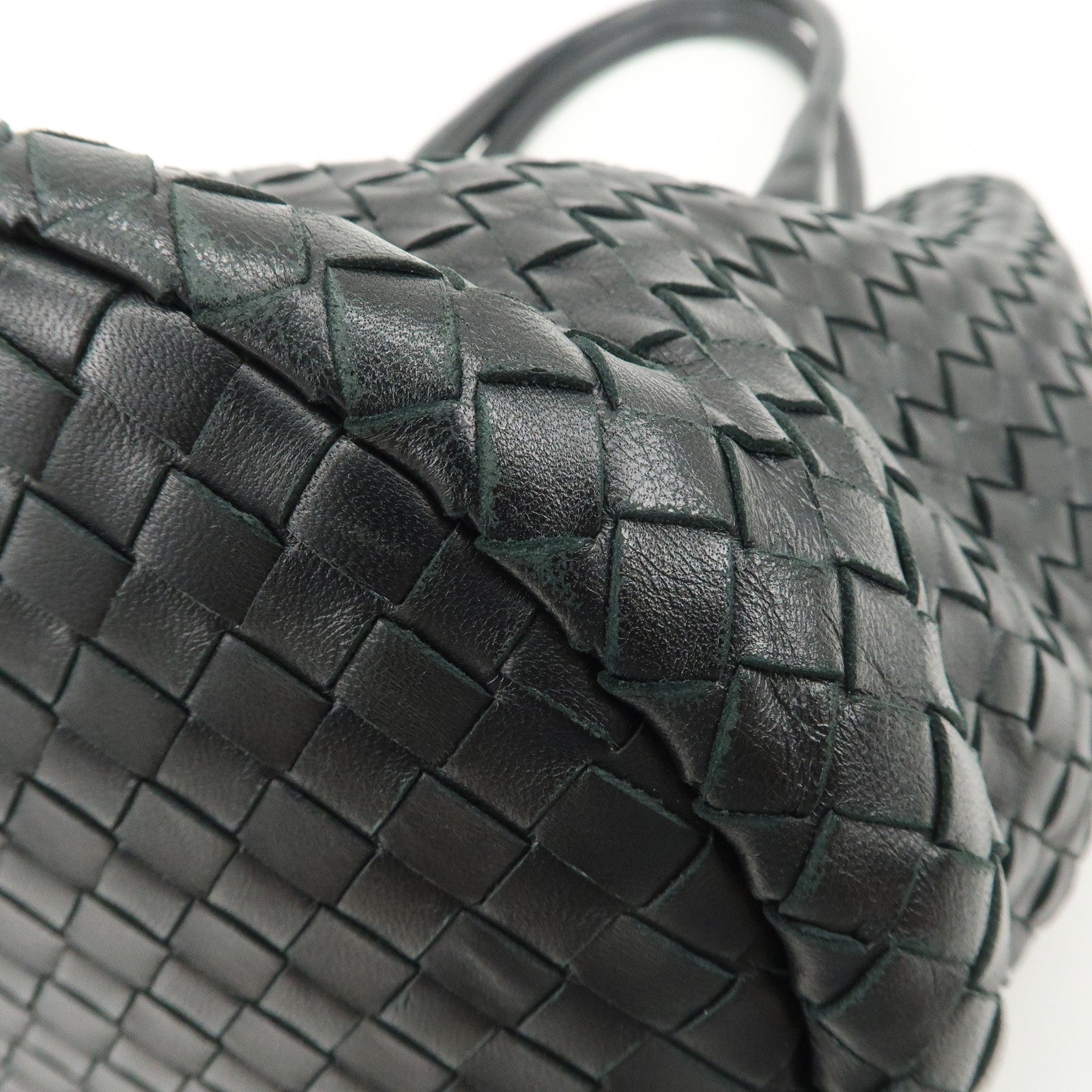 BOTTEGA VENETA Intrecciato Leather Tote Bag Hand Bag Black 225166