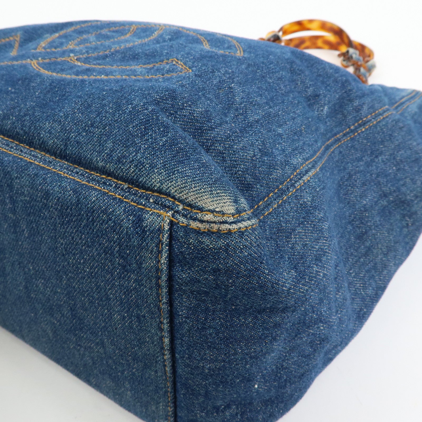 CHANEL COCO Mark Denim Tote Bag Shoulder Bag Blue