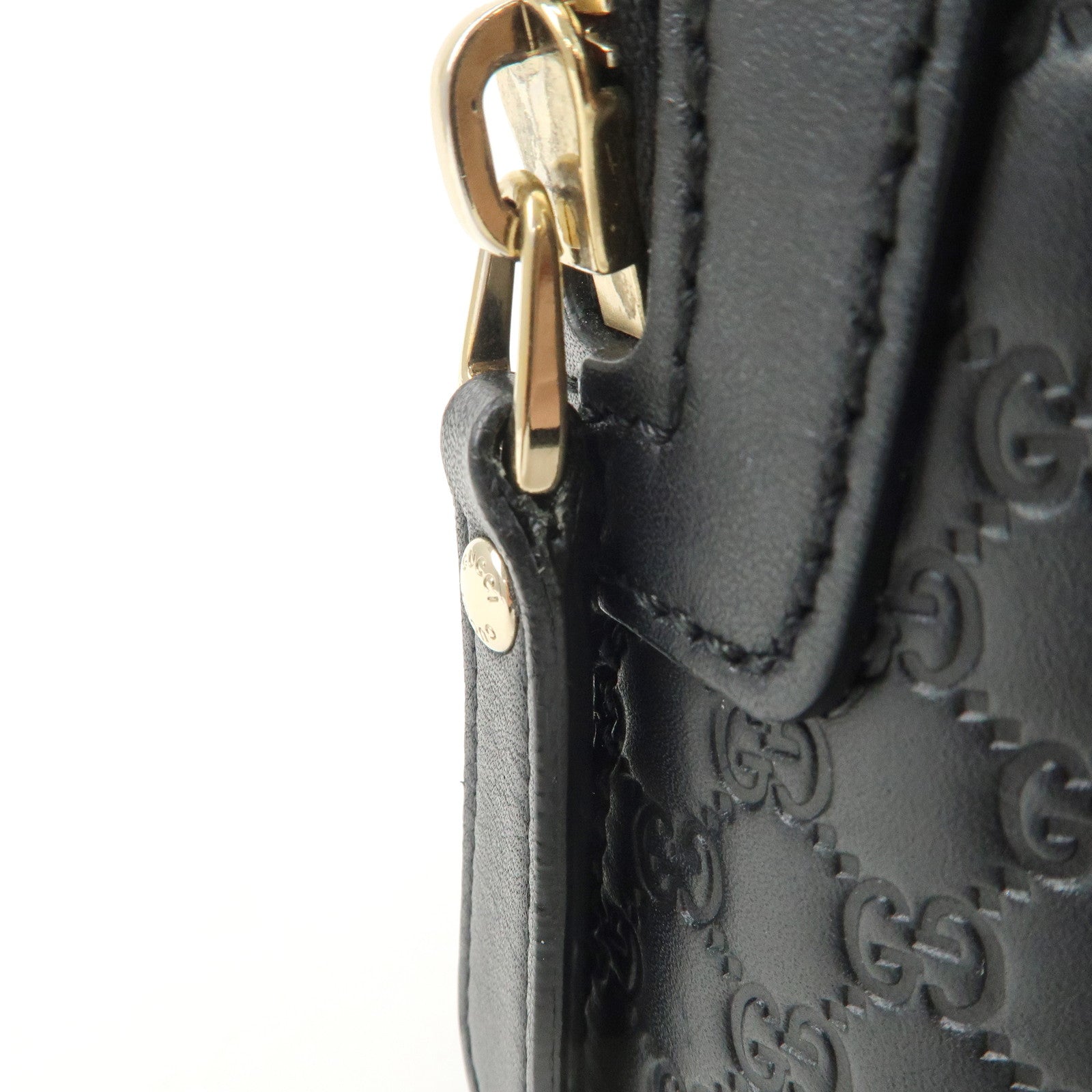 GUCCI Micro Guccissima Leather 2 Way Hand Bag Black 449654 Used