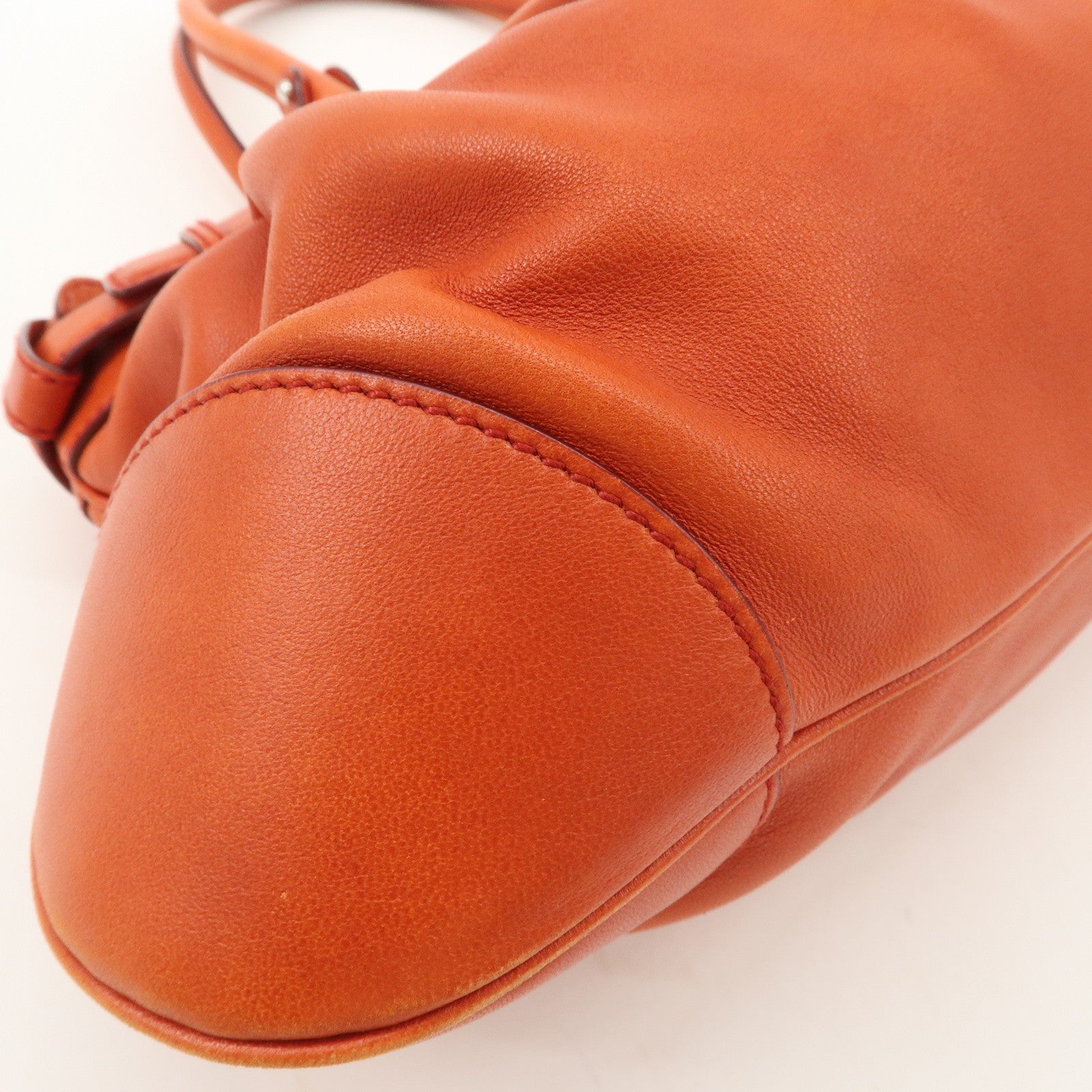 Ferragamo Gancini Gathered Shoulder Bag Hand Bag Orange