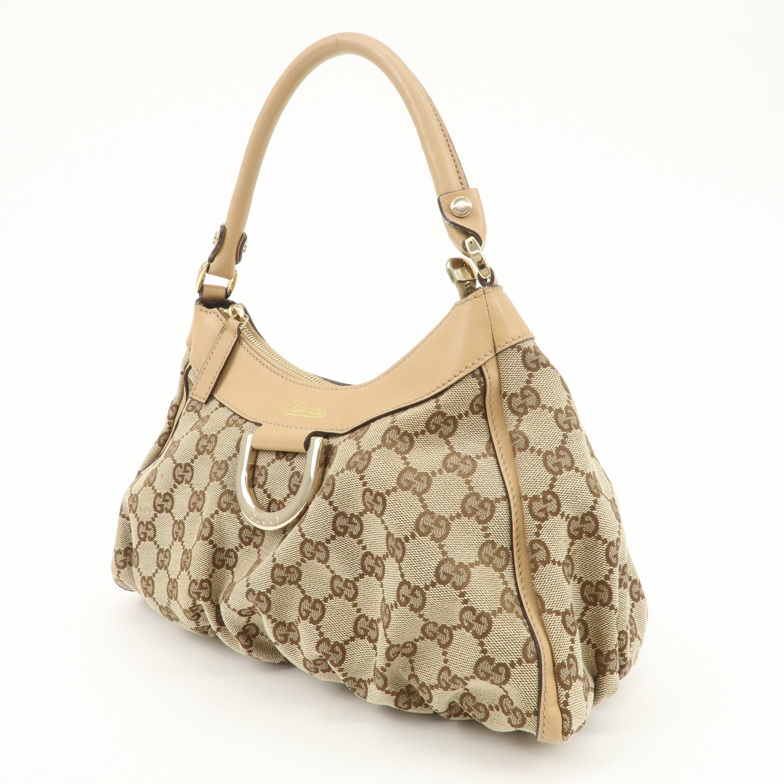 GUCCI Abbey GG Canvas Leather Shoulder Bag Beige 190525 Used