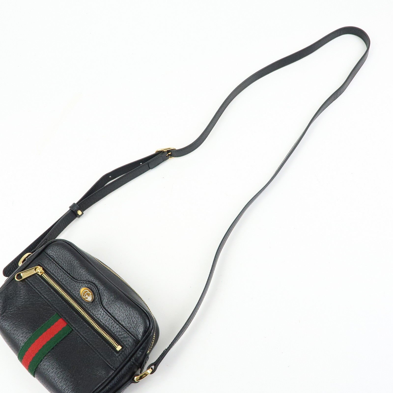 GUCCI Ophidia Sherry Leather Shoulder Crossbody Bag Black 517350