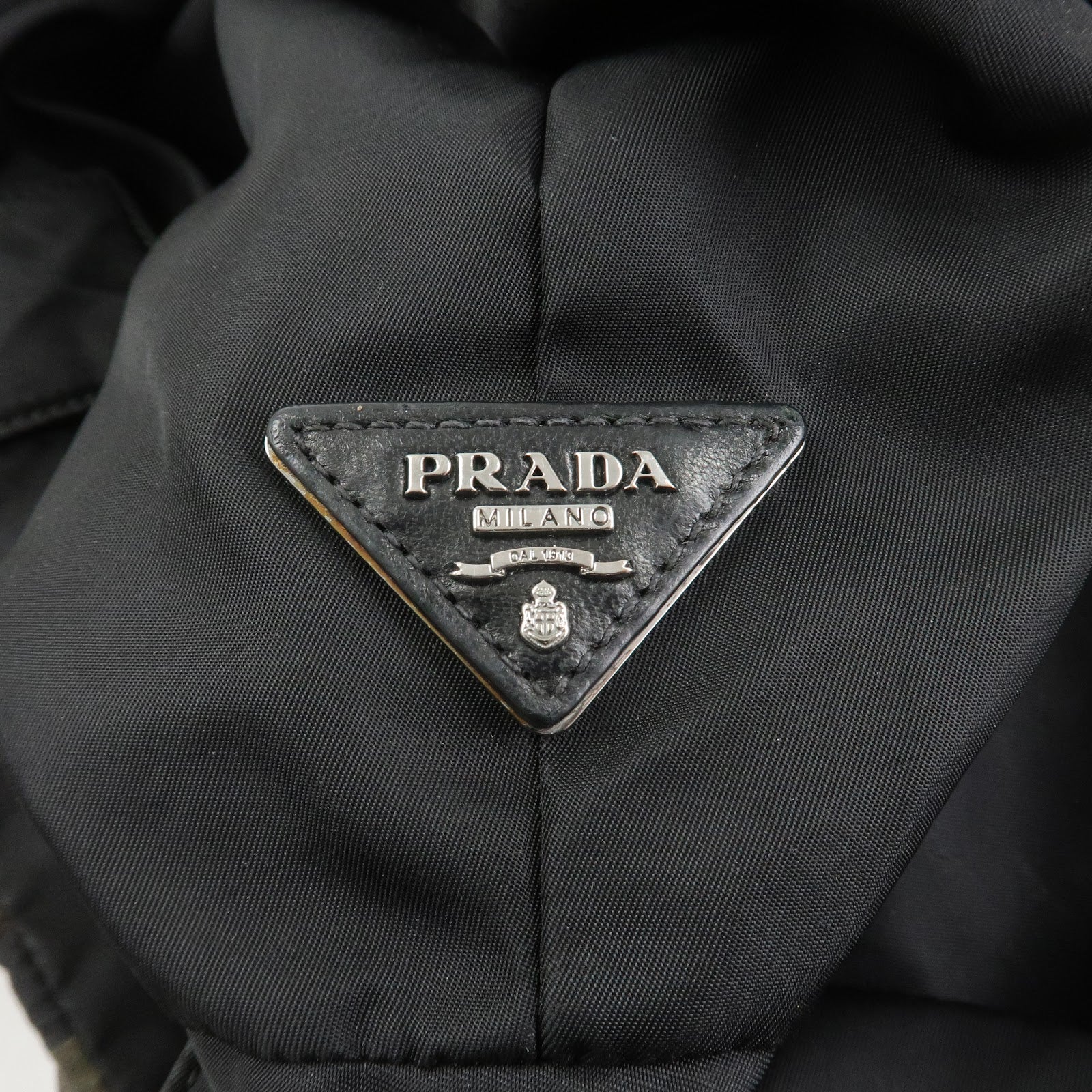 PRADATriangle Logo Nylon 2Way Hand Shoulder Bag Black Khaki BN1959