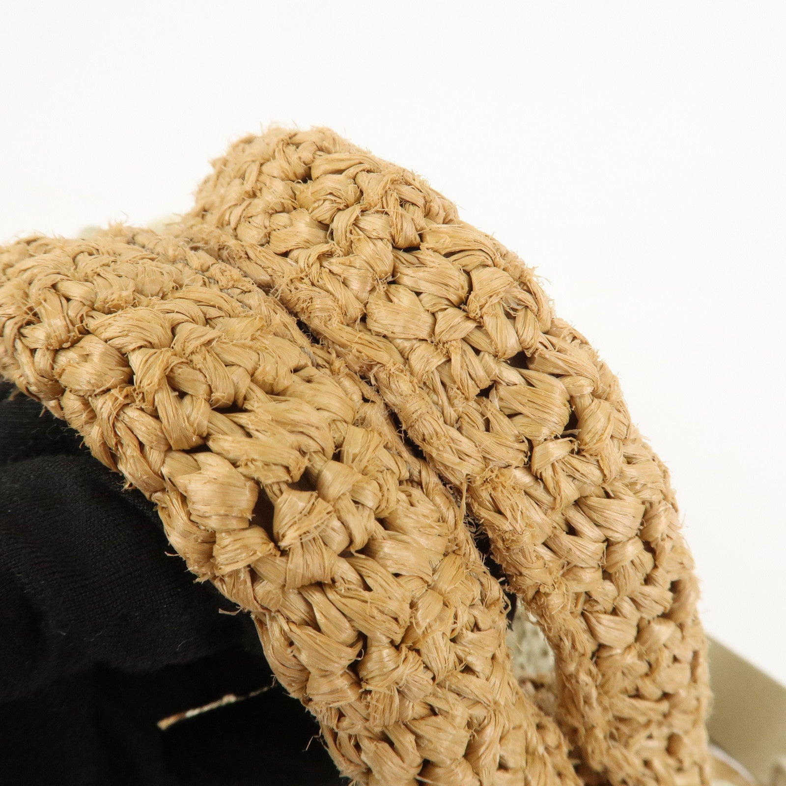 PRADA Canapa Raffia 2 Way Bag Hand Shoulder Bag Brown Ivory BN2889