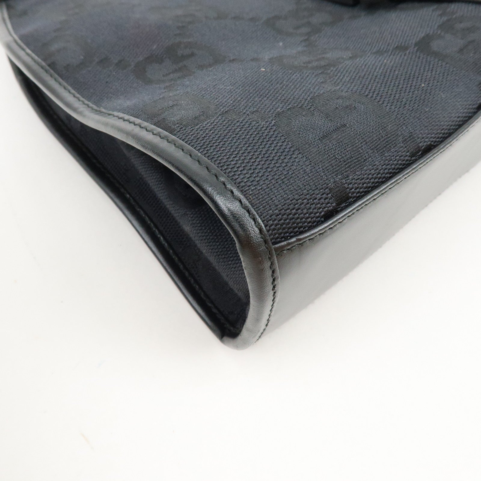GUCCI Jackie GG Canvas Leather Shoulder Bag Hand Bag Black 002.1068