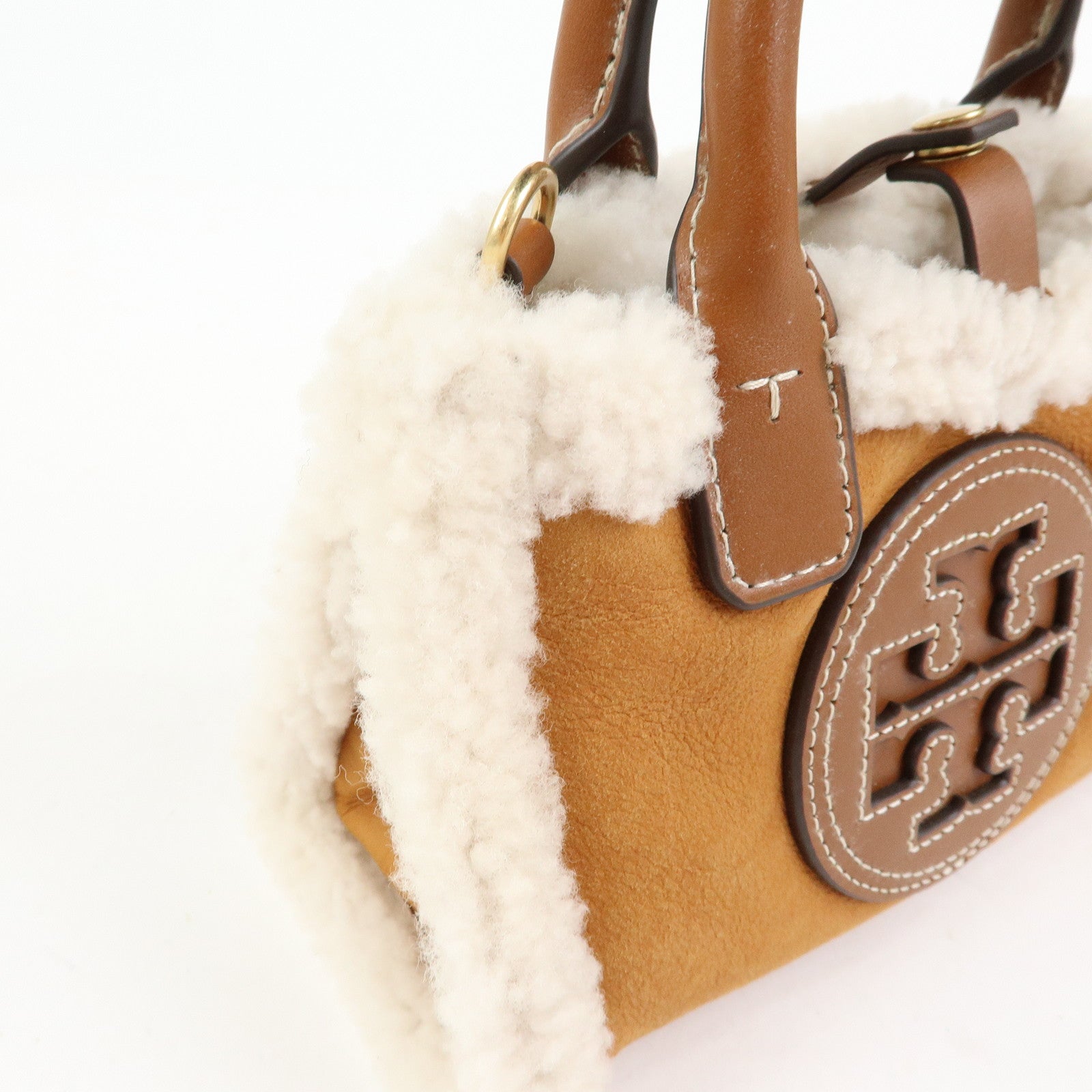 TORY BURCH Double T Ella Mouton Leather 2Way Hand Shoulder Bag