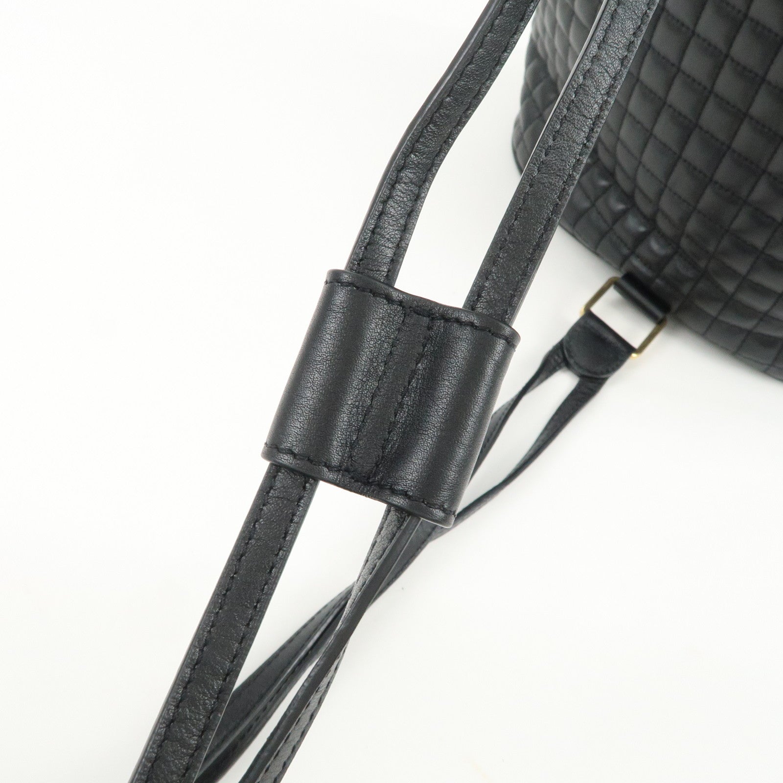 CELINE Logo Leather Backpack Rucksuck Shoulder Bag Black