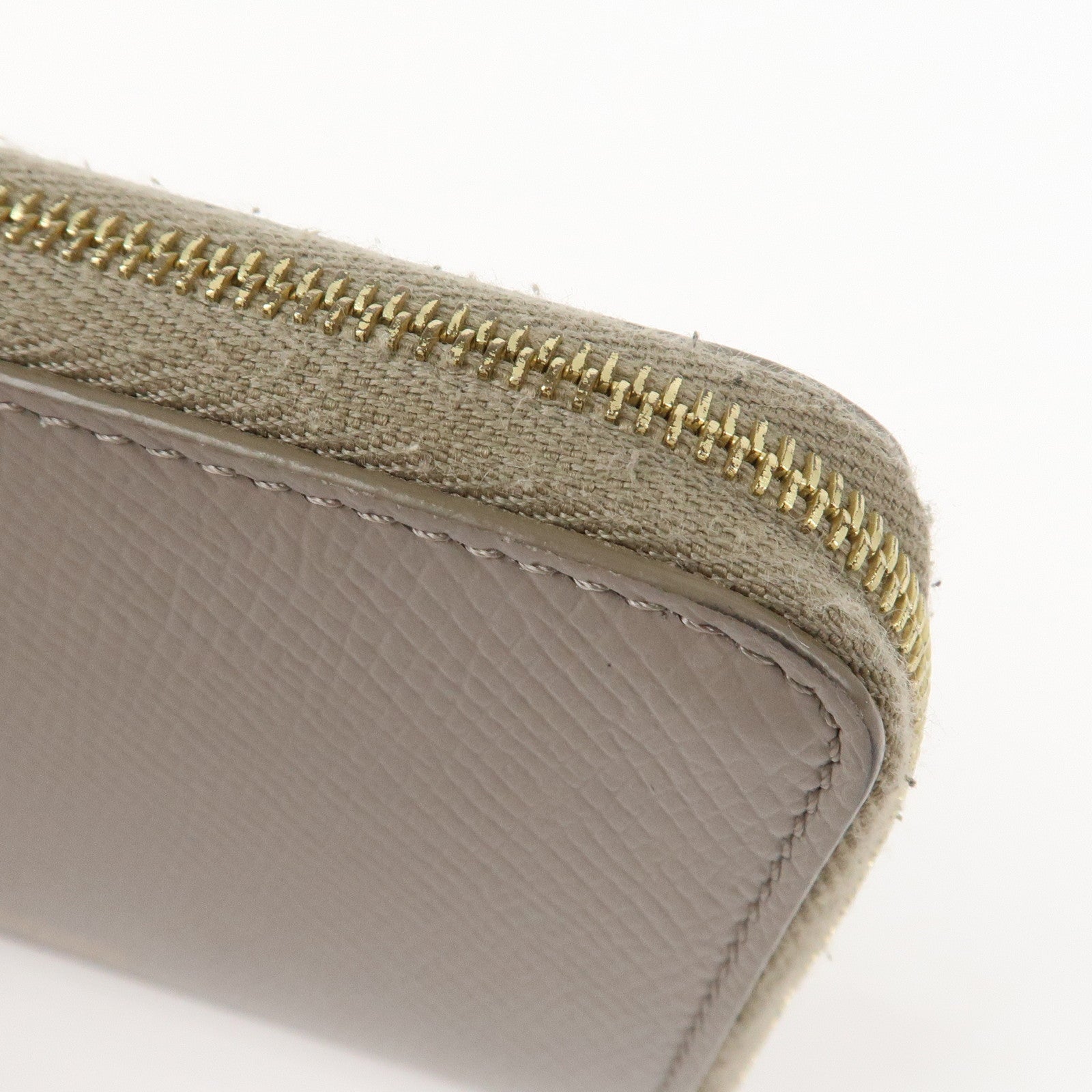 CELINE Leather Compact Wallet Card Case Beige