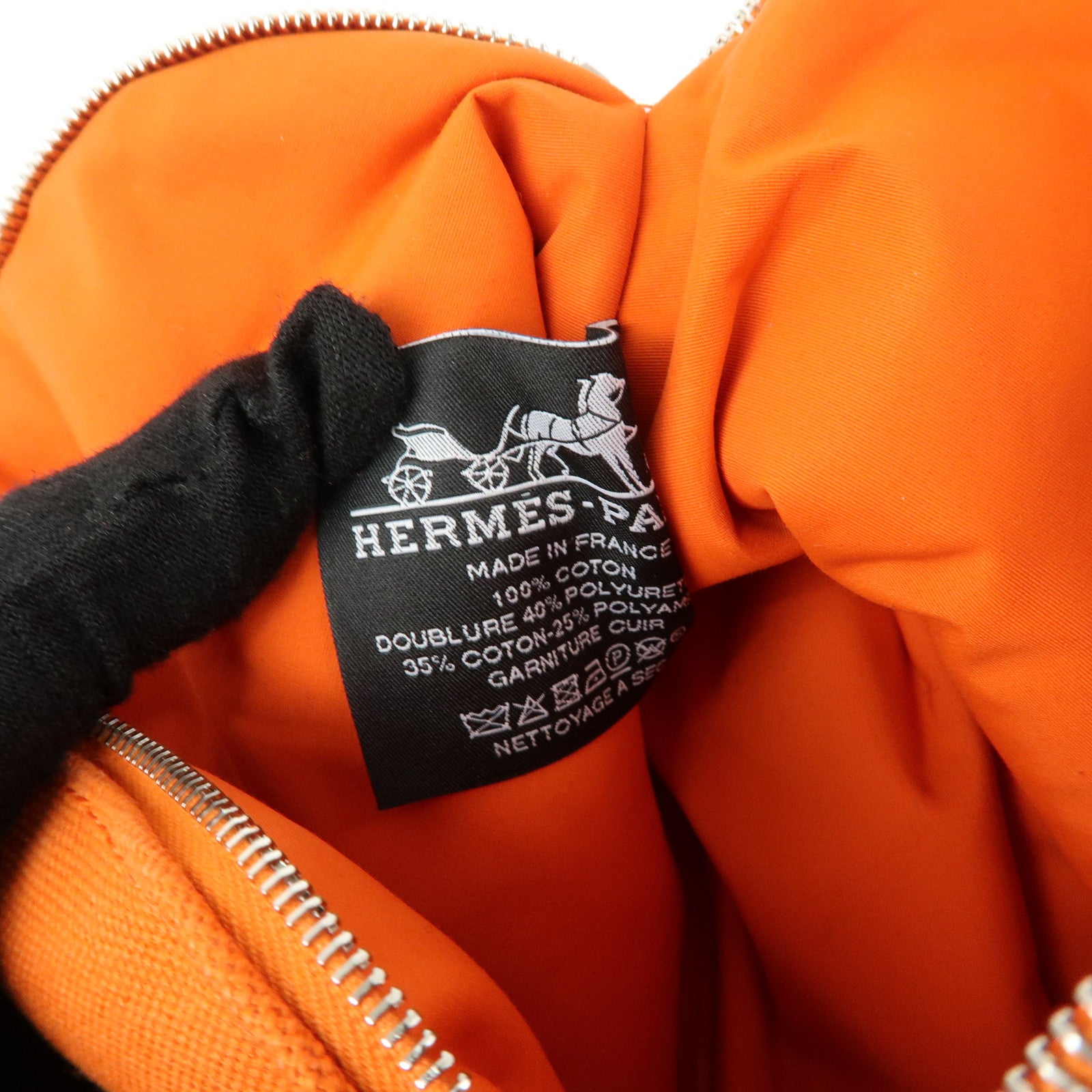 HERMES Bolide Mini Canvas Leather Pouch Cosmetic Pouch Orange