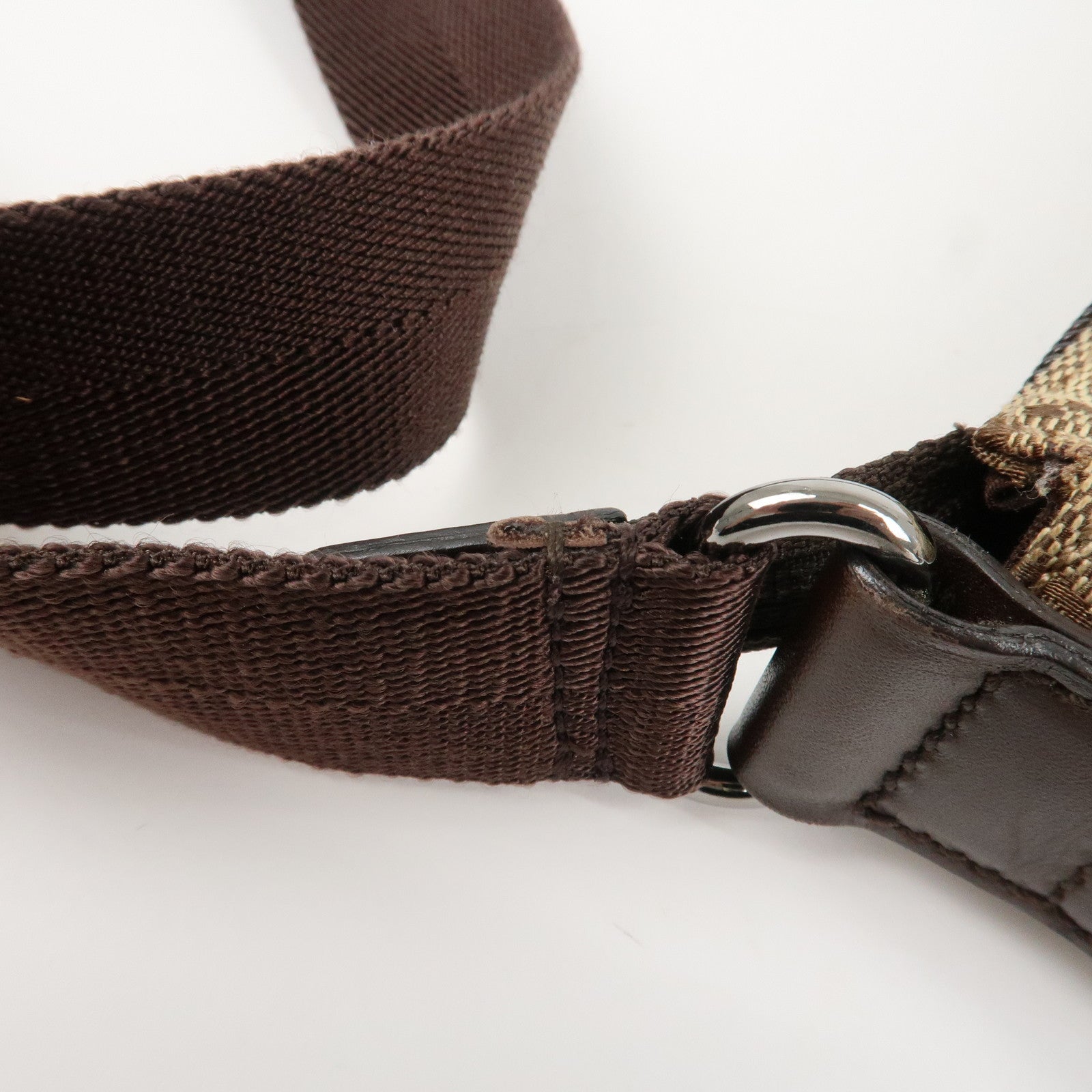 GUCCI GG Canvas Leather Shoulder Bag Crossbody Bag Brown 145857 Used