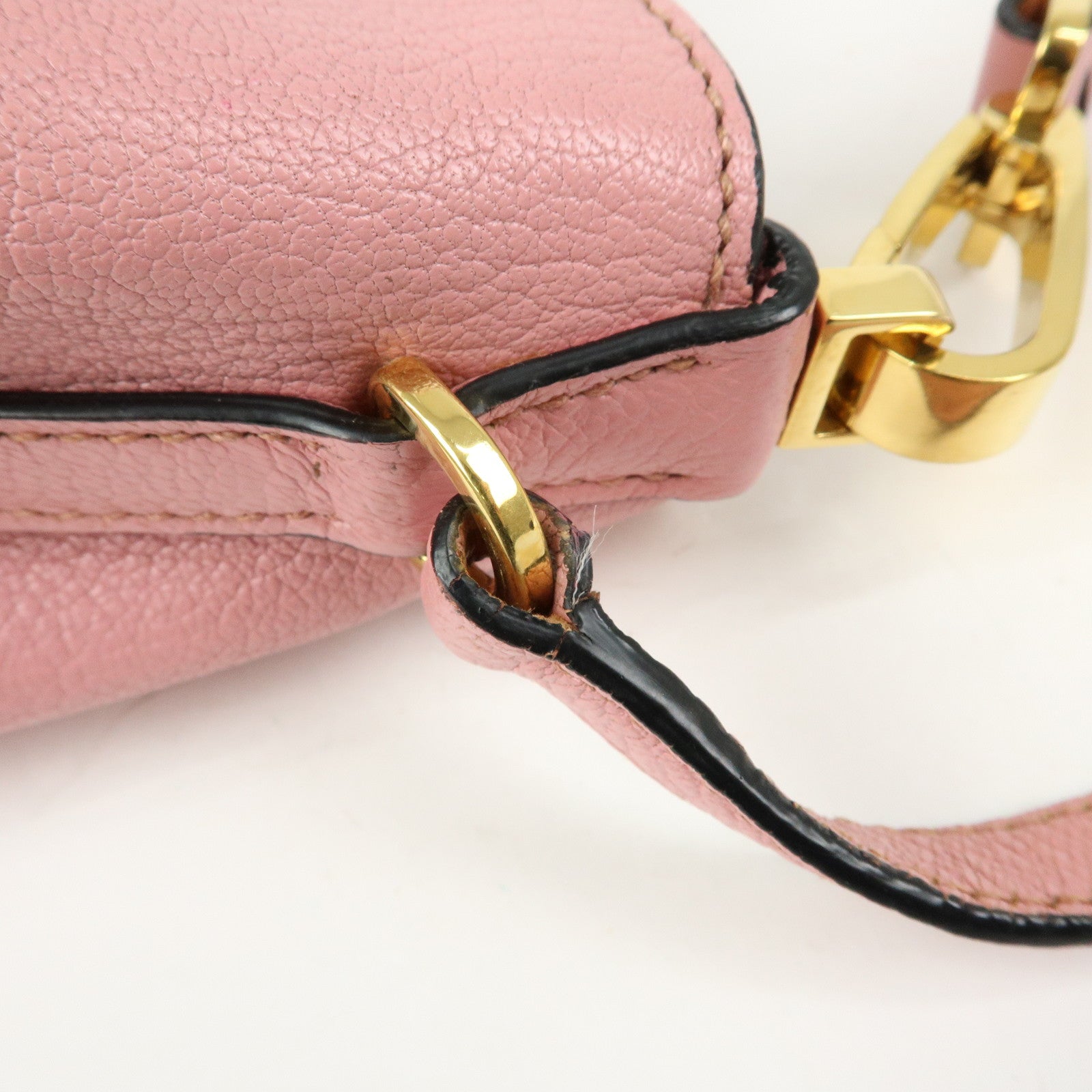 MIU MIU Madras Leather 2Way Bag Hand Bag Shoulder Bag Pink
