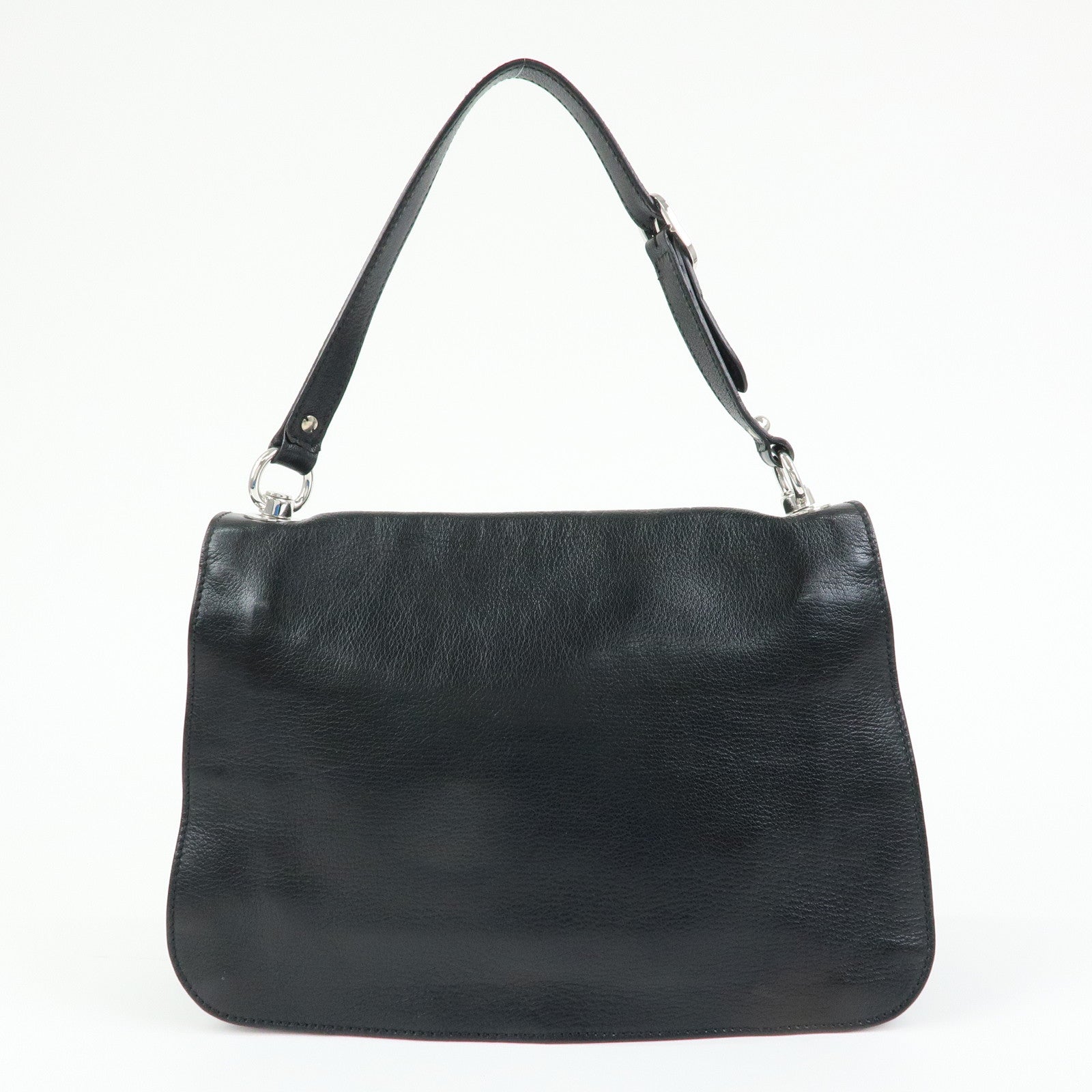 GUCCI Interlocking G Leather Shoulder Bag Hand Bag Black 115746