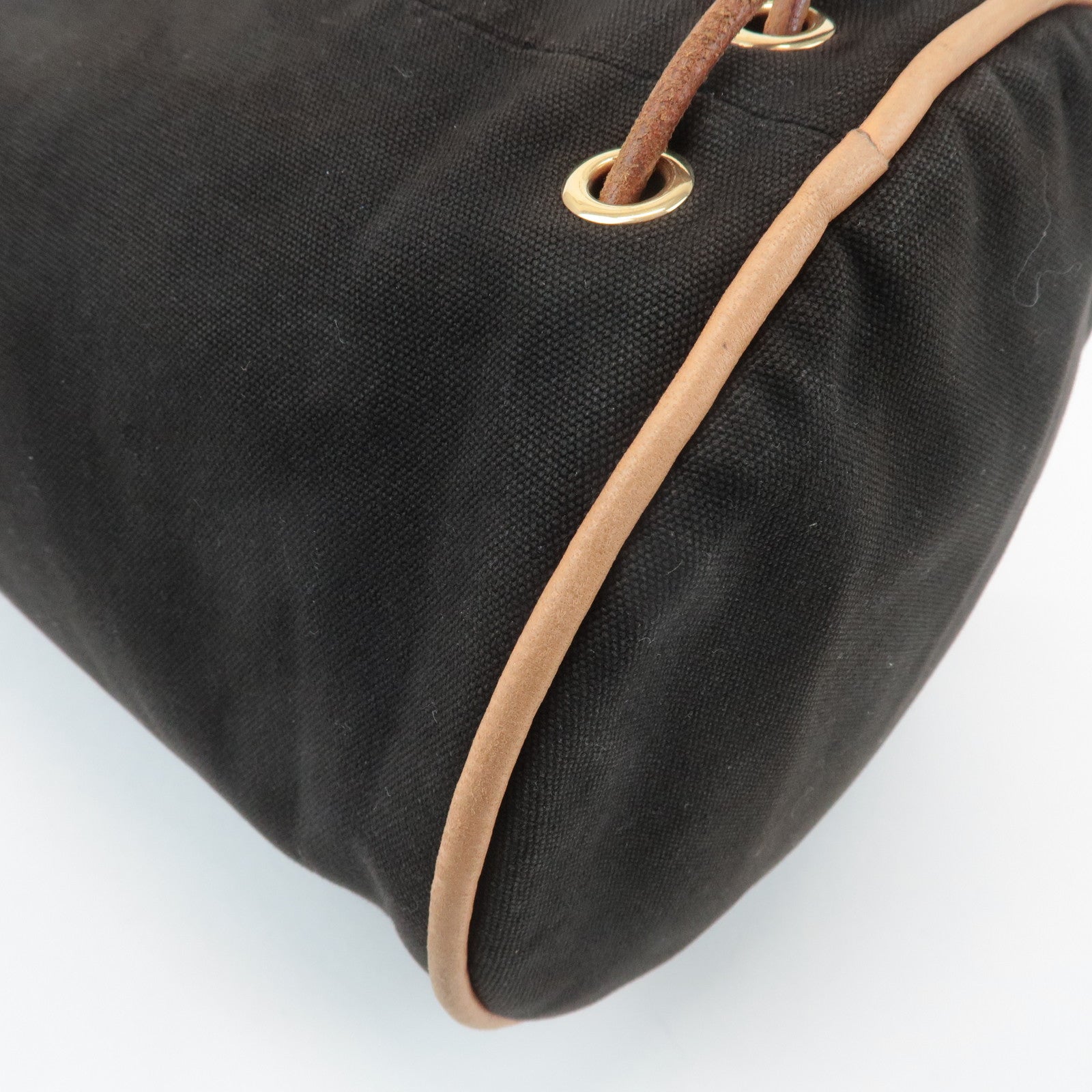 HERMES Canvas Leather Porochon Mimil PM Shoulder Bag Brown Used