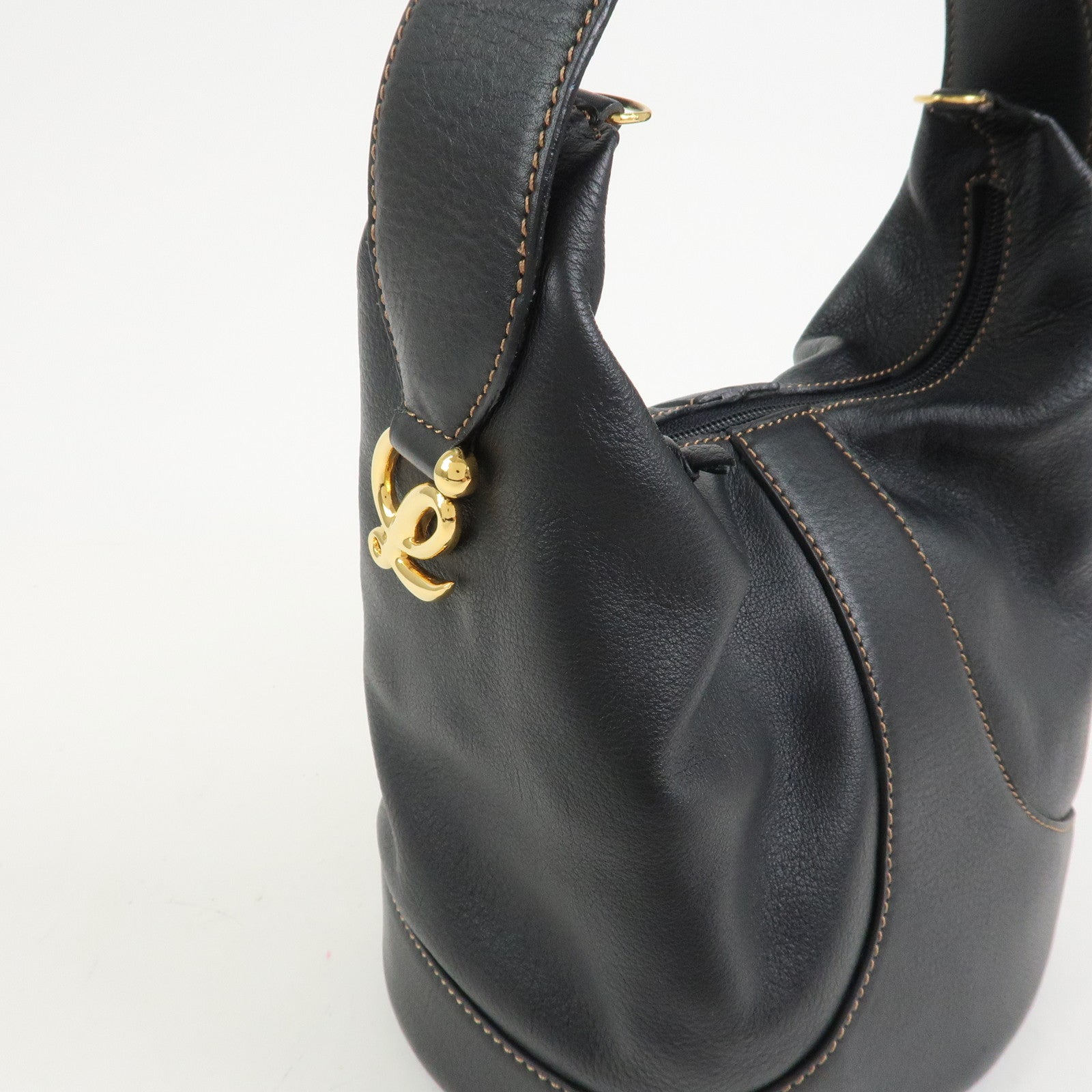 LOEWE Anagram Leather 2WAY Bag Shoulder Bag Hand Bag Black