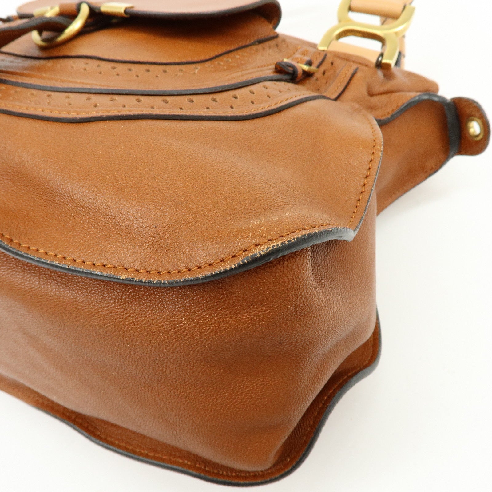 Chloe Marcie Leather 2Way Bag Shoulder Bag Hand Bag Brown