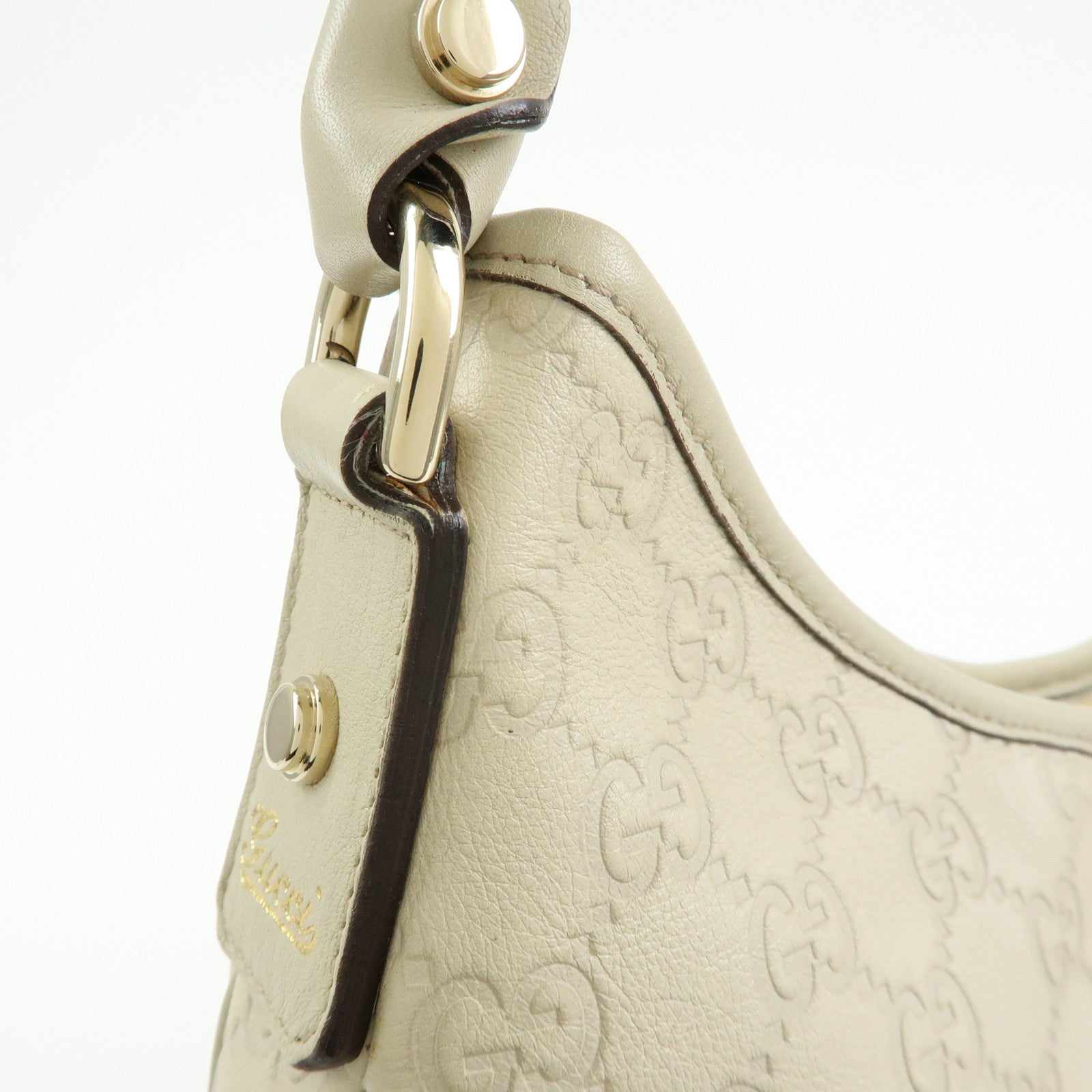 GUCCI Abbey Guccissima Leather Shoulder Bag Hand Bag White 130737