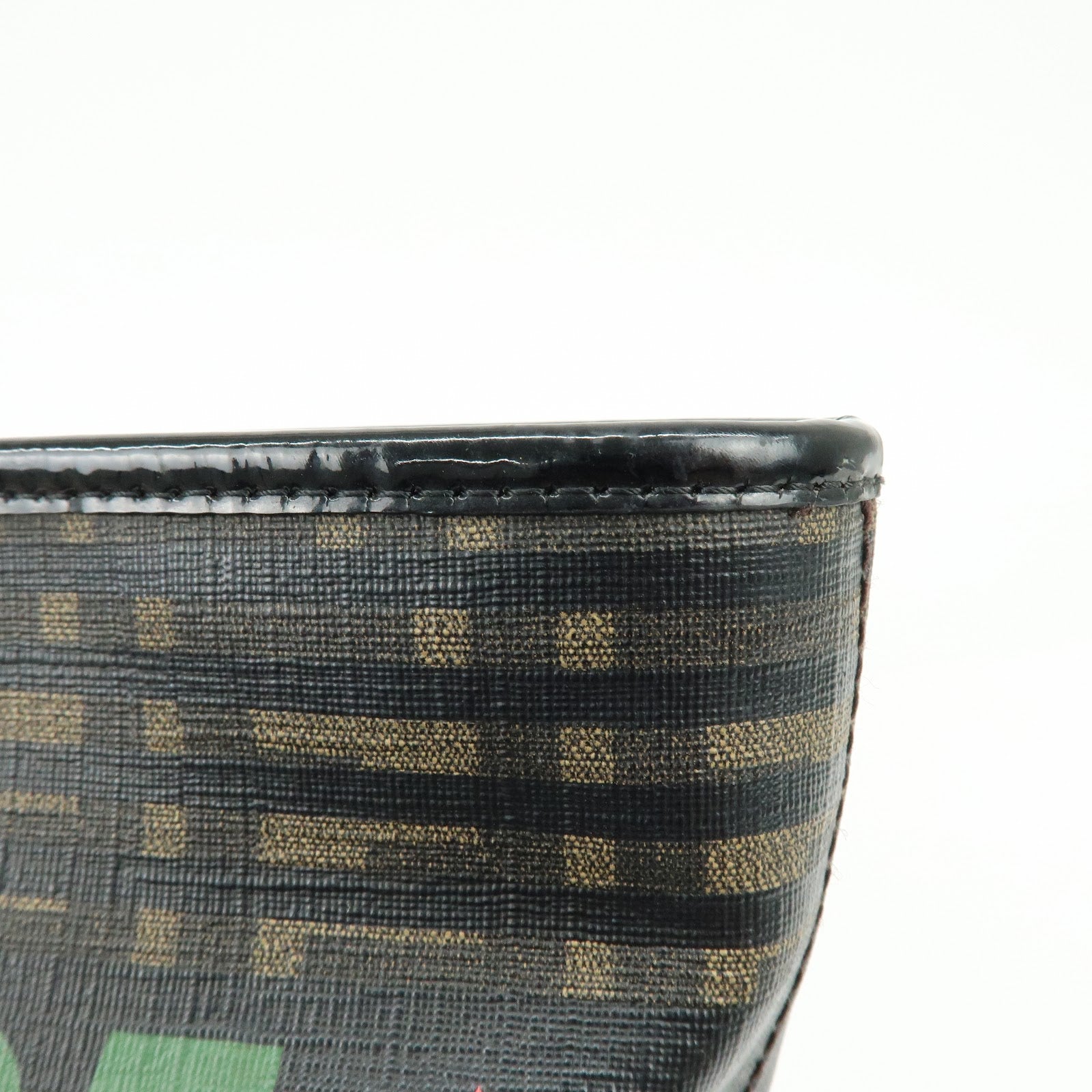 FENDI Zucca Logo Print PVC Leather Tote Bag Brown Black 8BH185