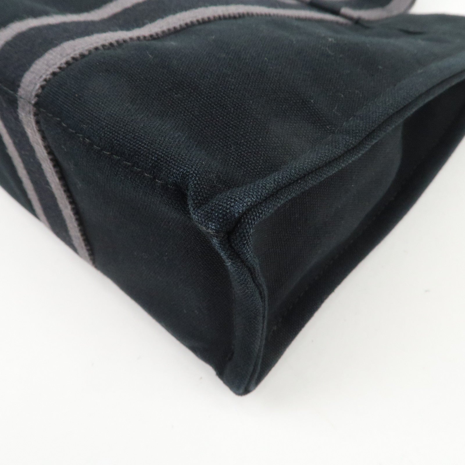 HERMES Fourre Tout PM Logo Canvas Tote Bag Hand Bag Black