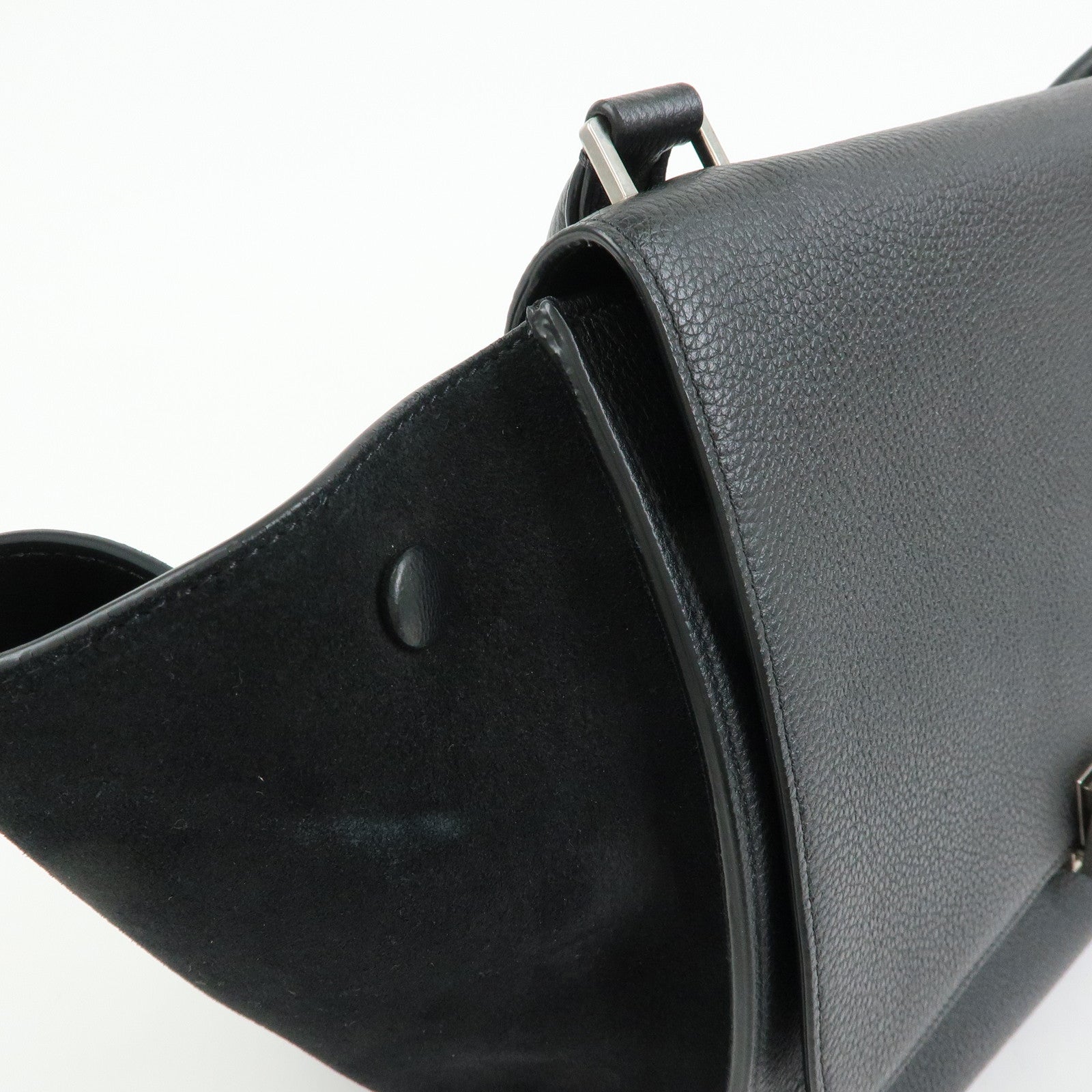 CELINE Trapeze Leather Suede 2WAY Bag Shoulder Bag Black
