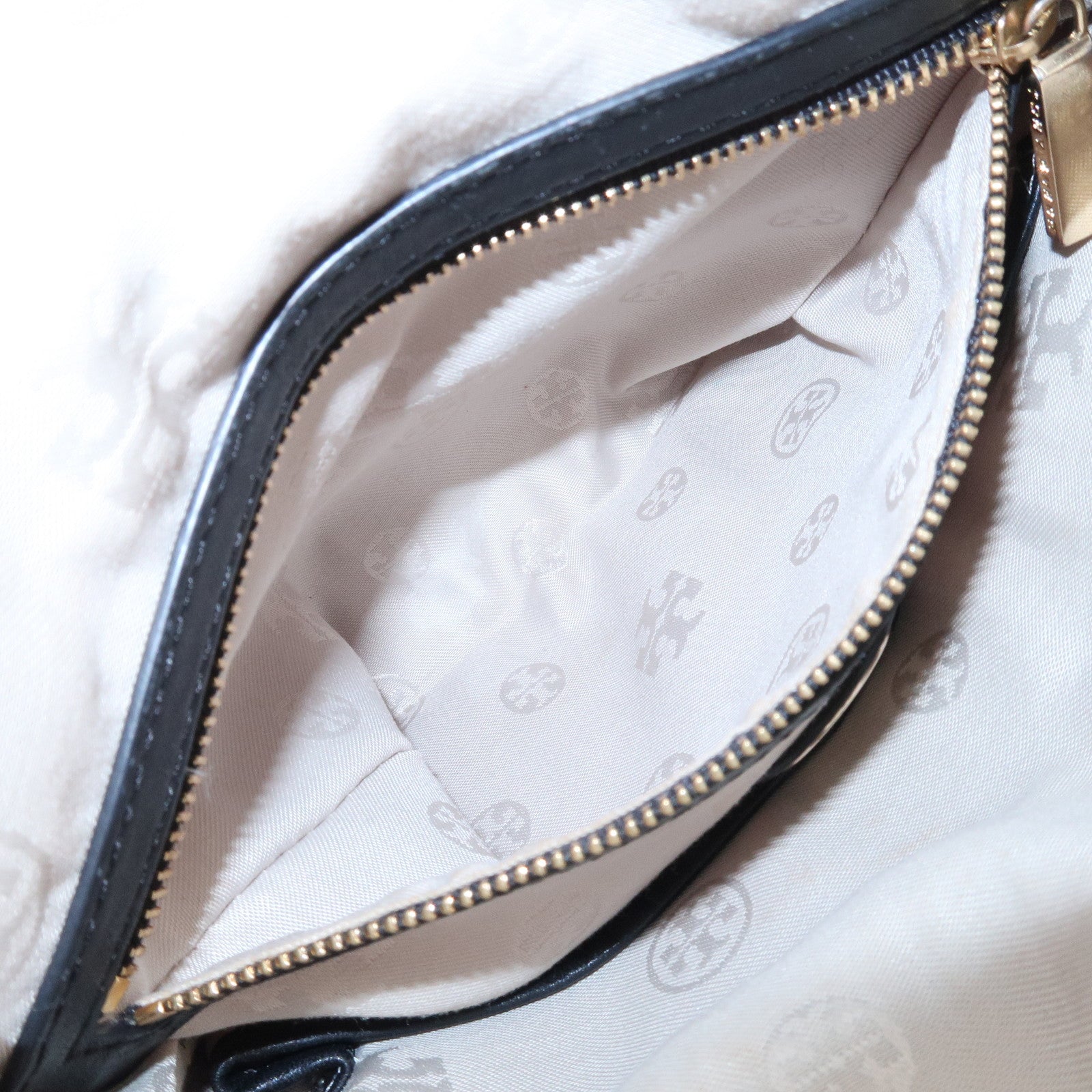 Tory Burch Leather 2Way Bag Shoulder Bag Black Gold HDW Used