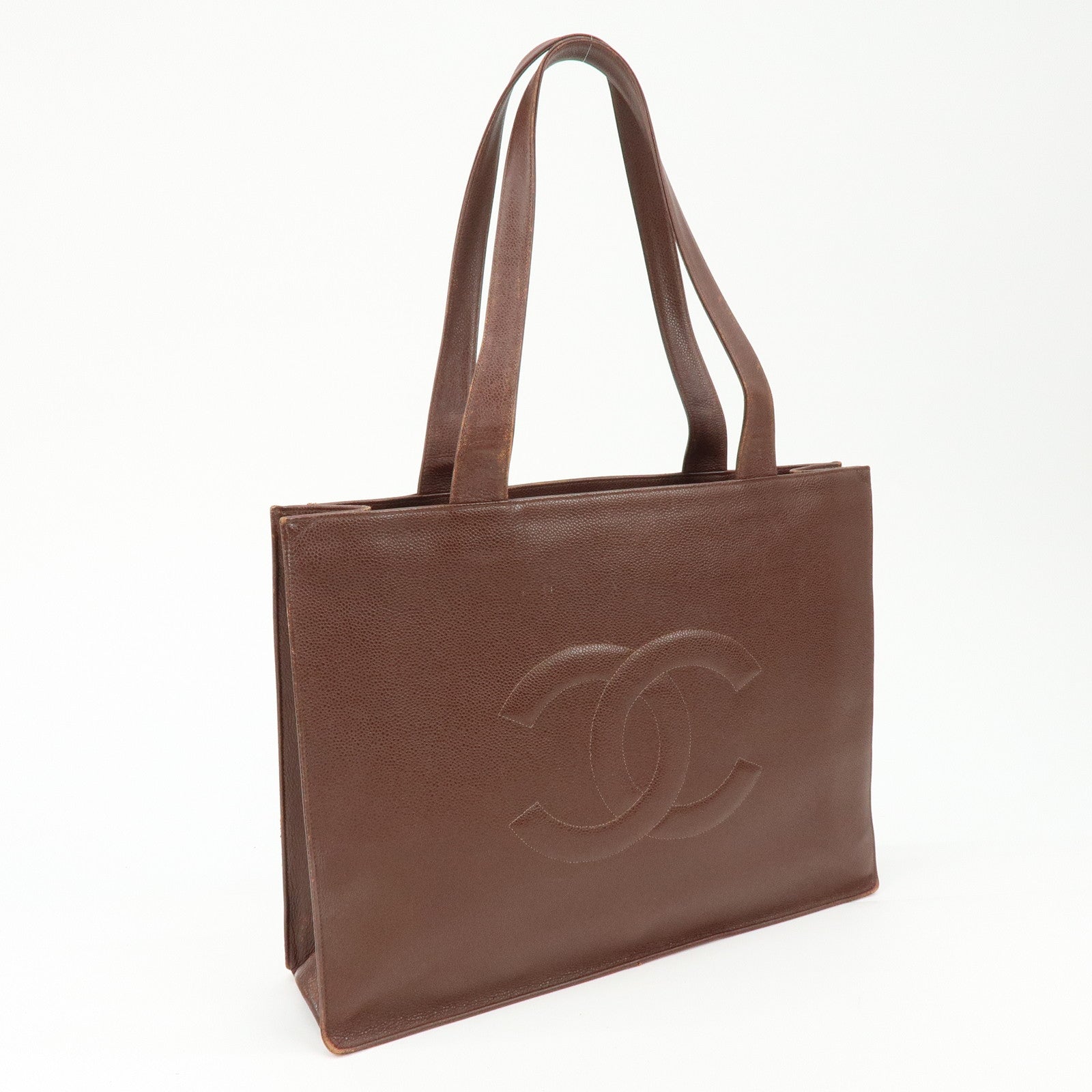 CHANEL COCO Mark Caviarskin Tote Bag Shoulder Bag Brown