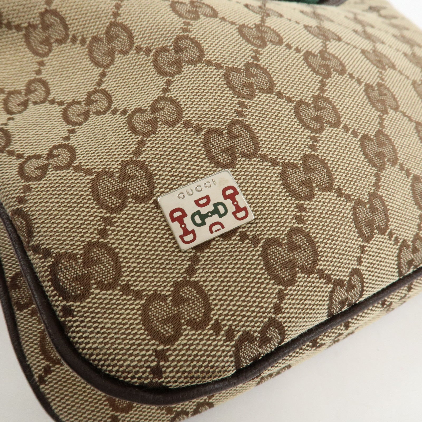 GUCCI Sherry Line GG Canvas Leather Shoulder Bag Beige 145812