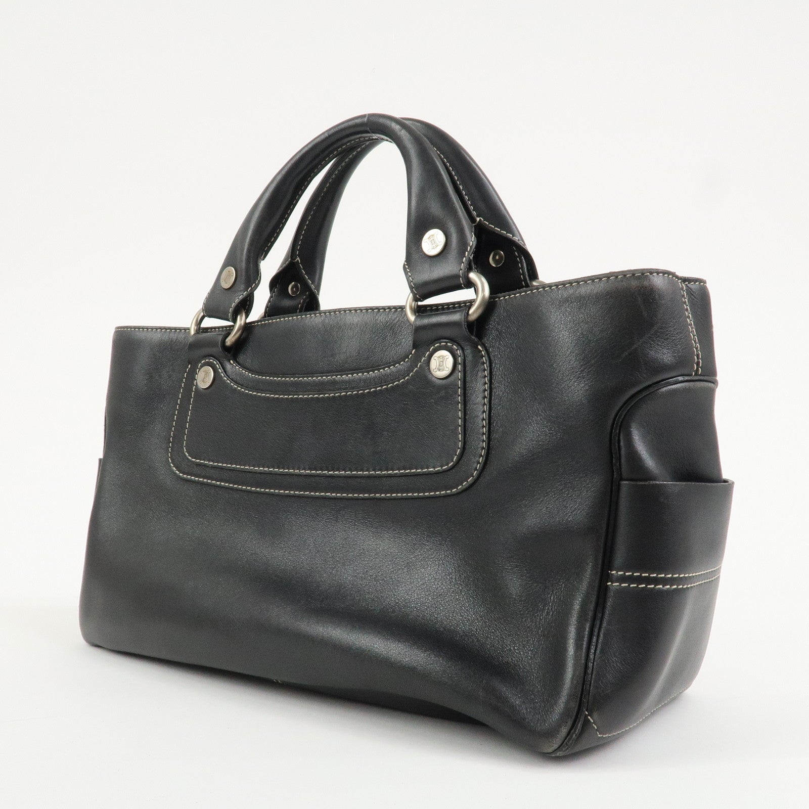 CELINE Boogie Bag Leather Hand Bag Tote Bag Black