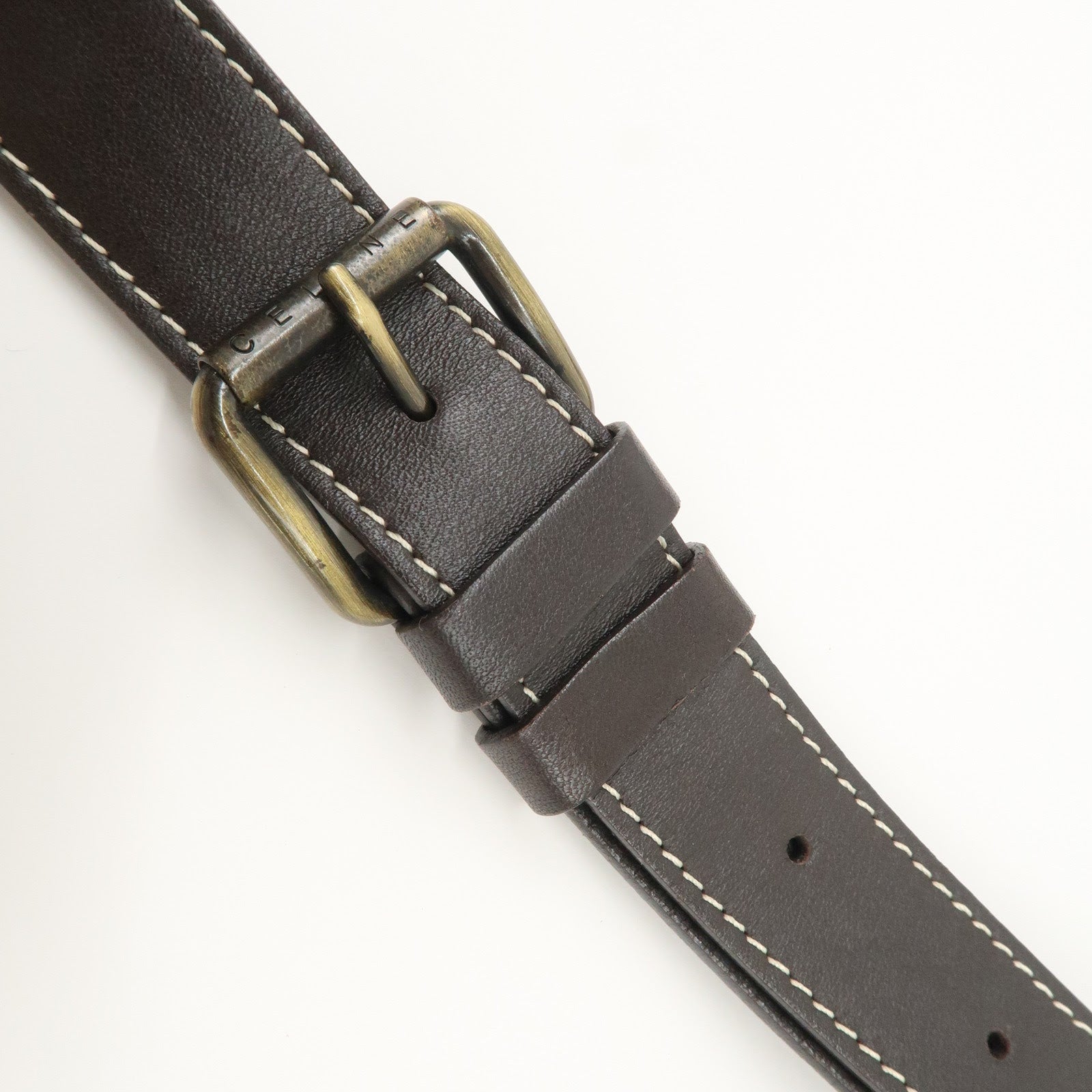 CELINE Macadam Canvas Leather Shoulder Bag Crossbody Bag Brown