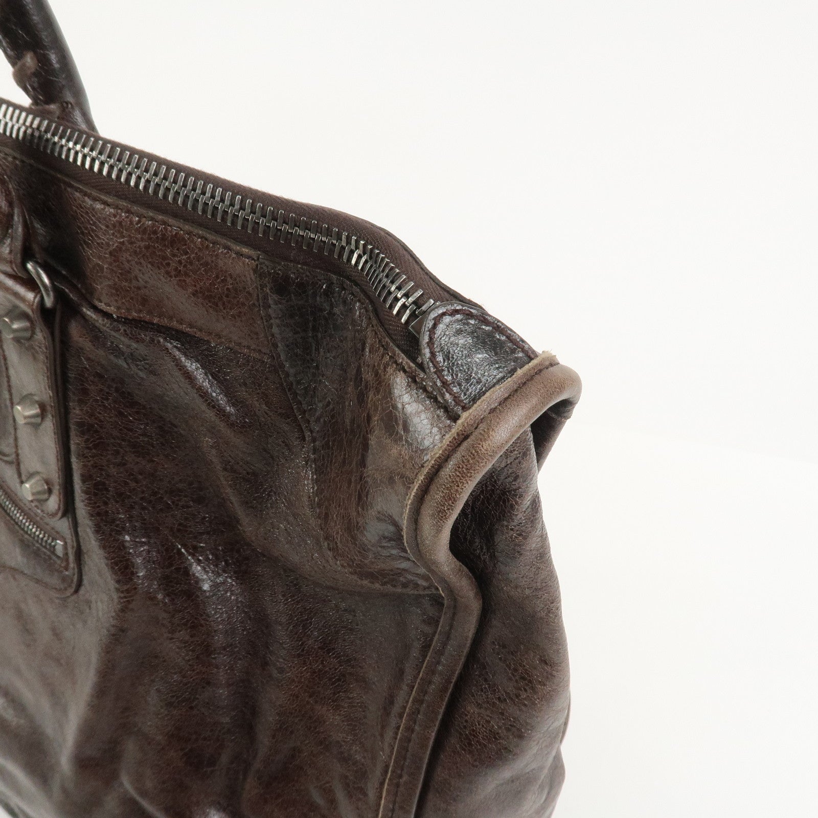 BALENCIAGA The Work Leather Tote bag Hand Bag Dark Brown 156541