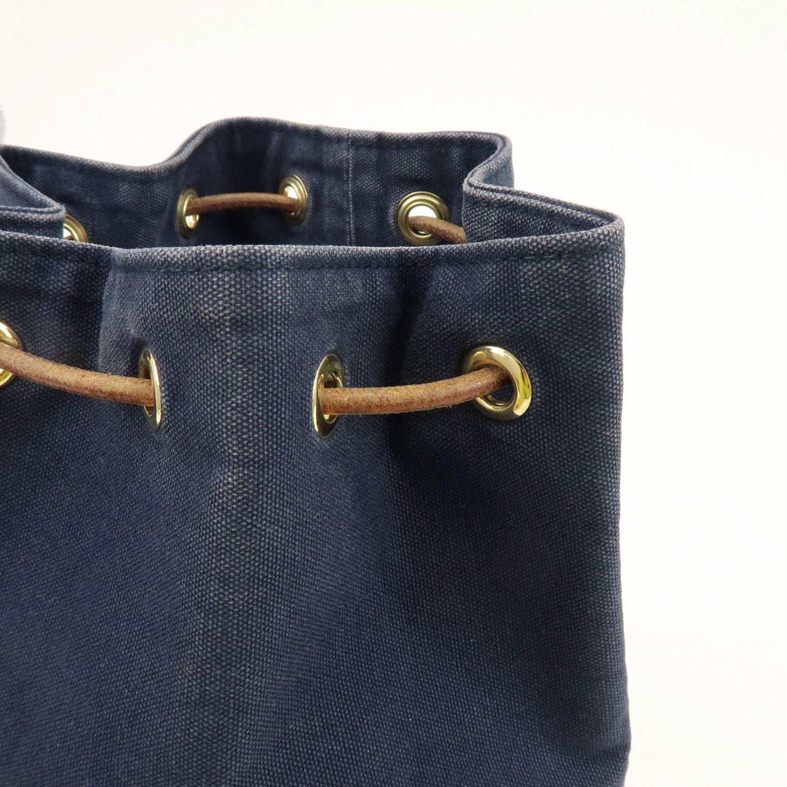 HERMES Canvas Leather Porochon Mimil PM Drawstring Shoulder Bag