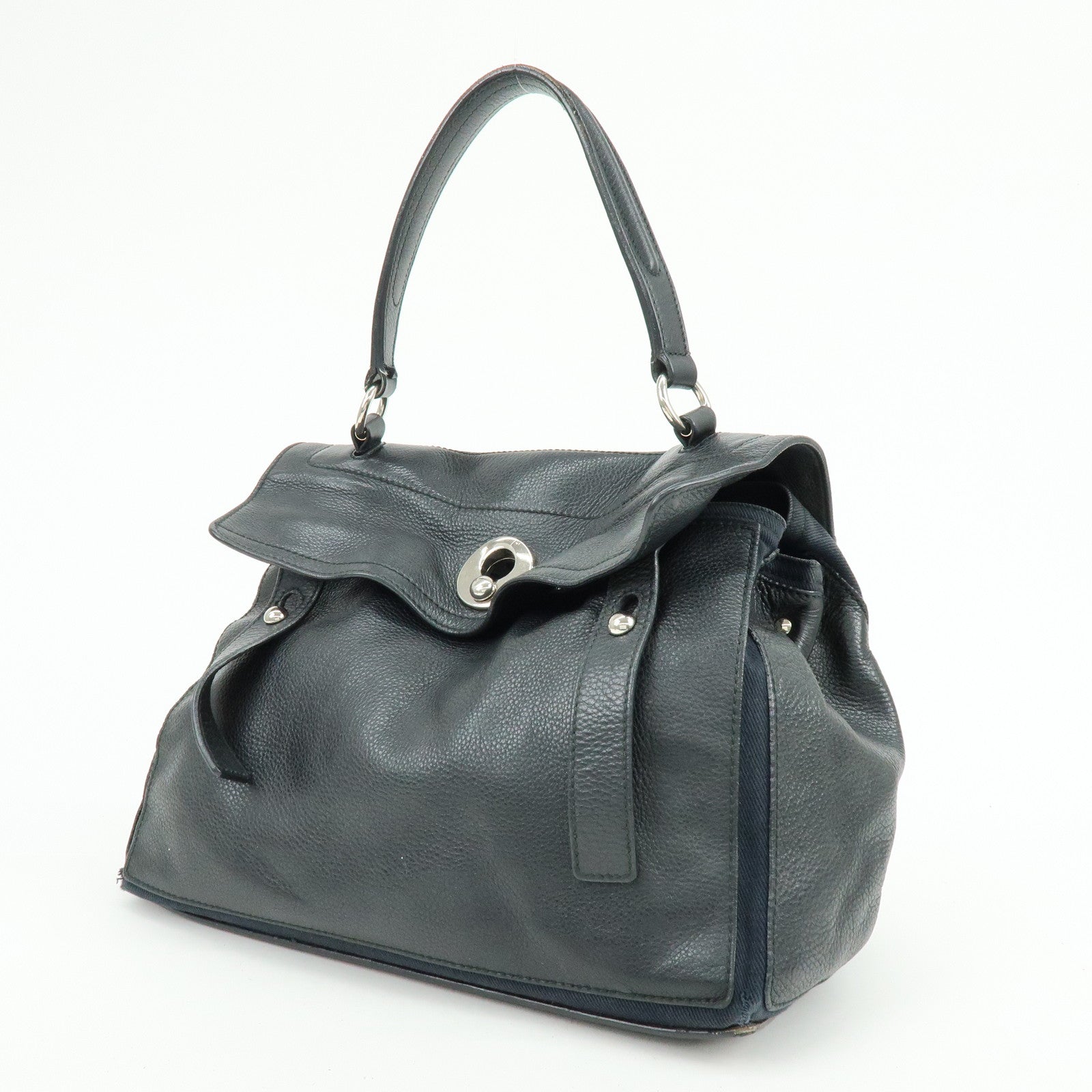 SAINT LAURENT PARIS Muse Two Calf Leather Hand Bag Black 229080