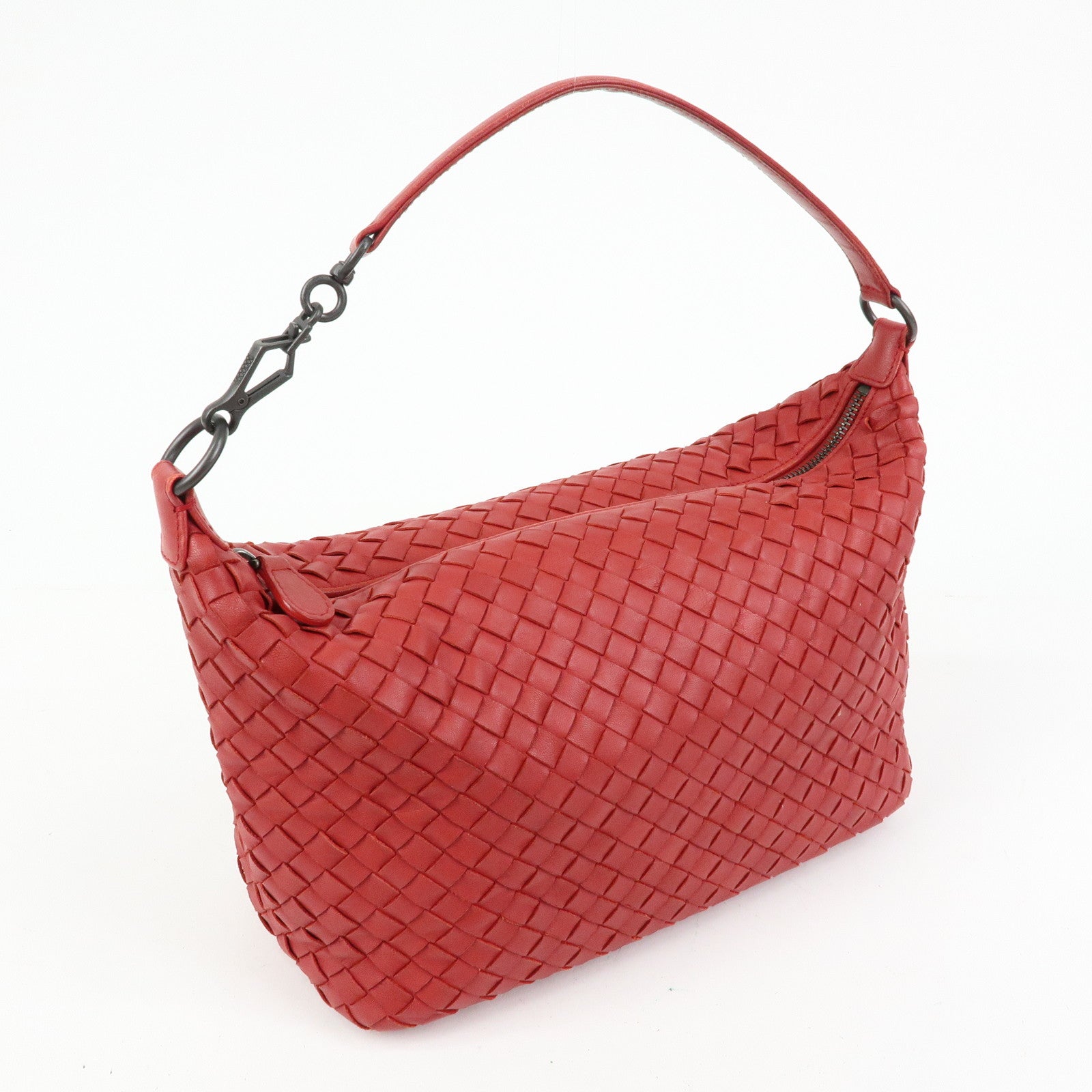 BOTTEGA VENETA Intrecciato Leather Hand Bag Shoulder Bag Red