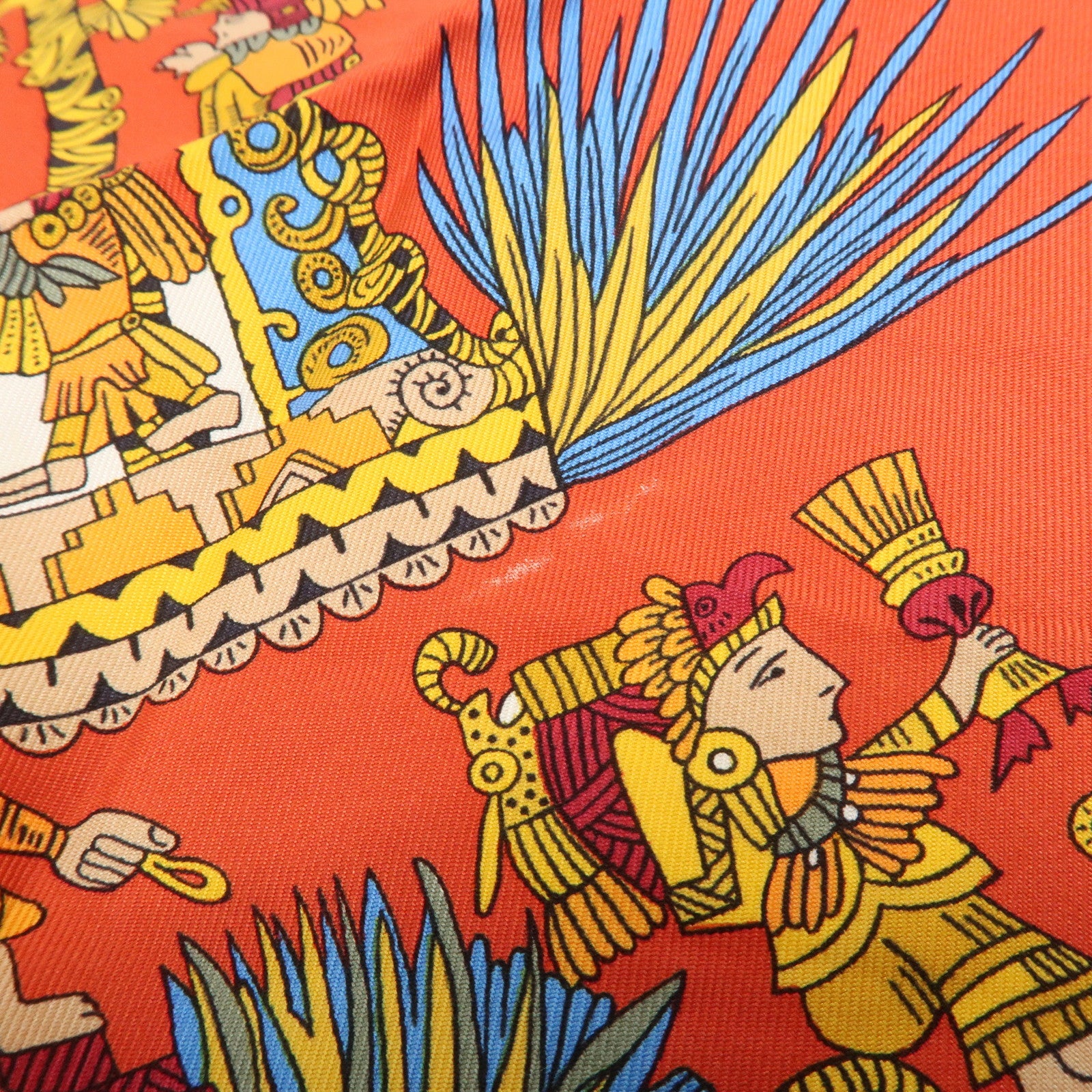 HERMES Carre 90 Silk 100% Scarf ASTRES et SOLEILS Red Orange