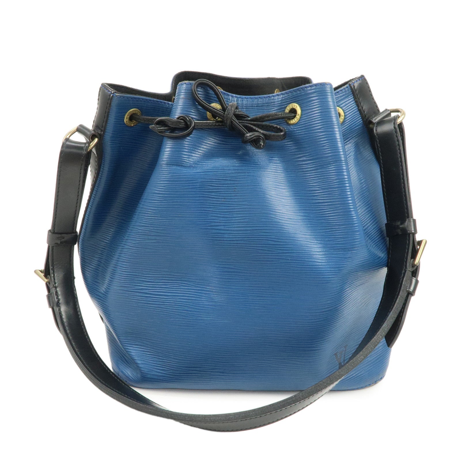 Louis Vuitton Epi Petit Noe Bi-color Shoulder Bag Noir Blue M44152