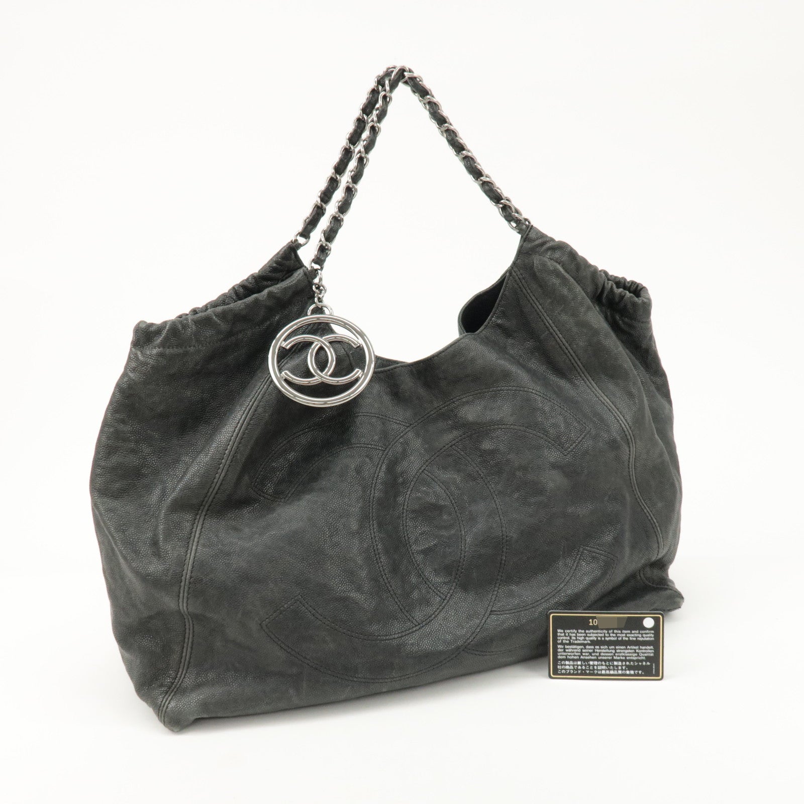 CHANEL COCO Cabus GM Caviarskin Chain Shoulder Bag Black A33450 Used