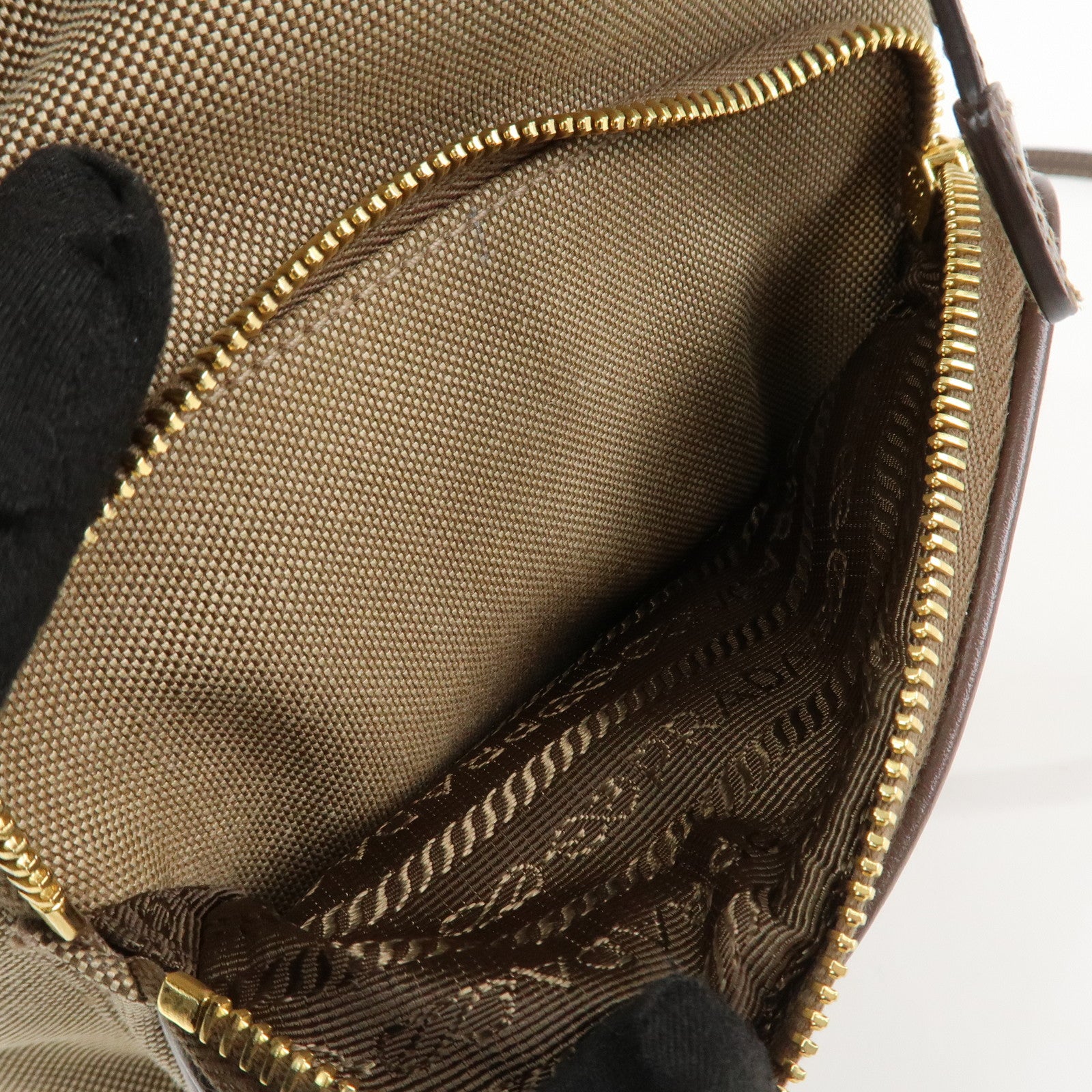 PRADA Jacquard Leather 2Way Bag Drawstring Hand Shoulder Bag 1BH038